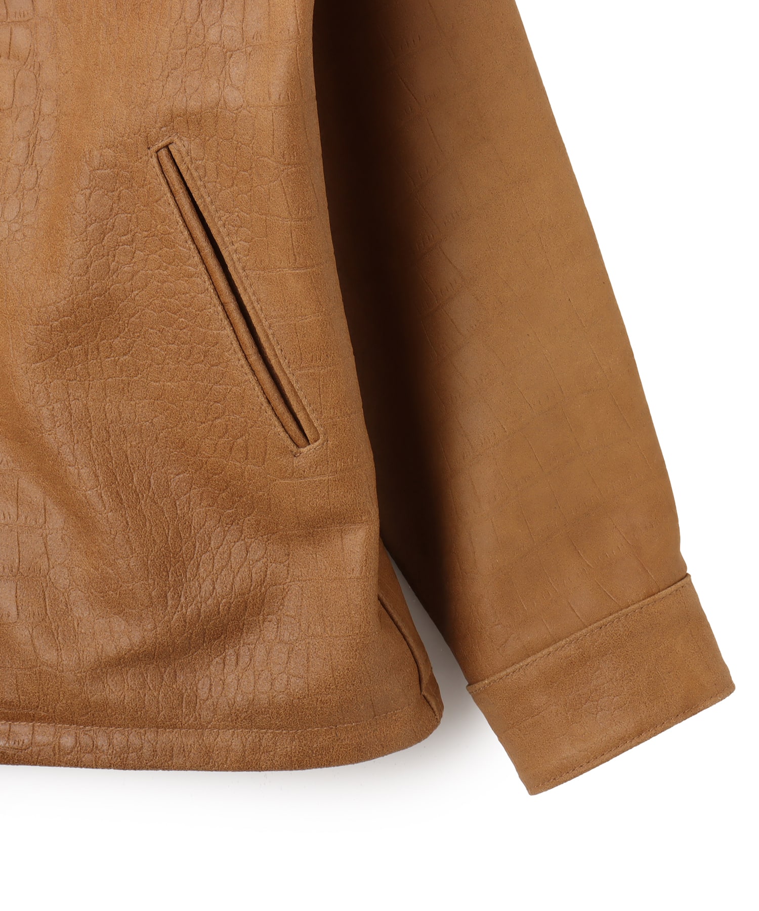 atmos Cow Leather Python Embossed Coach Jacket CAMELの画像