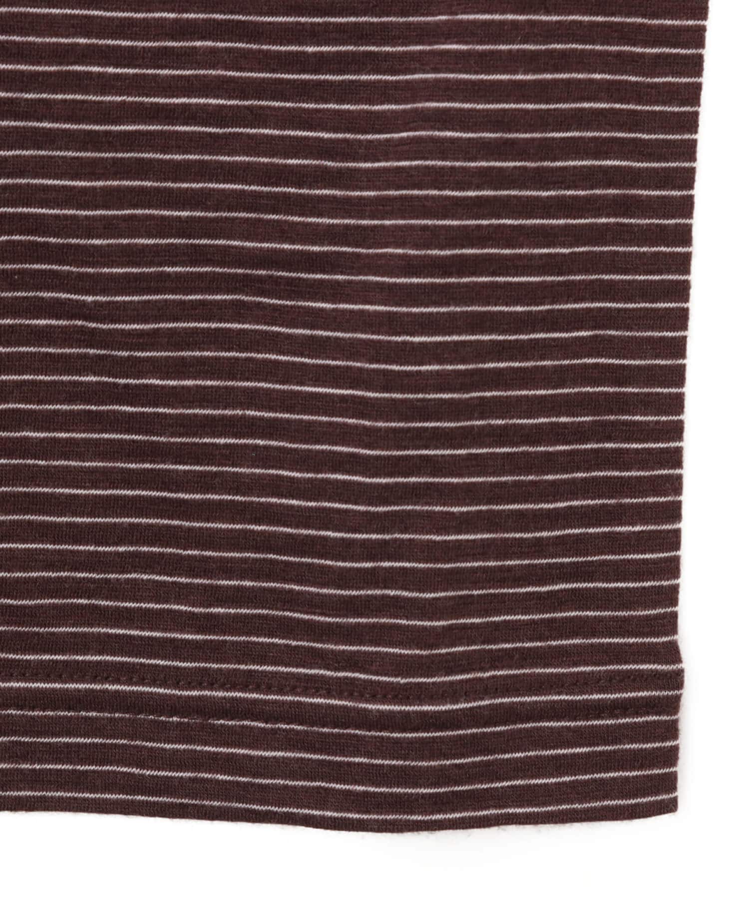 atmos Merino Wool Knit Border LS T-Shirt BROWNの画像