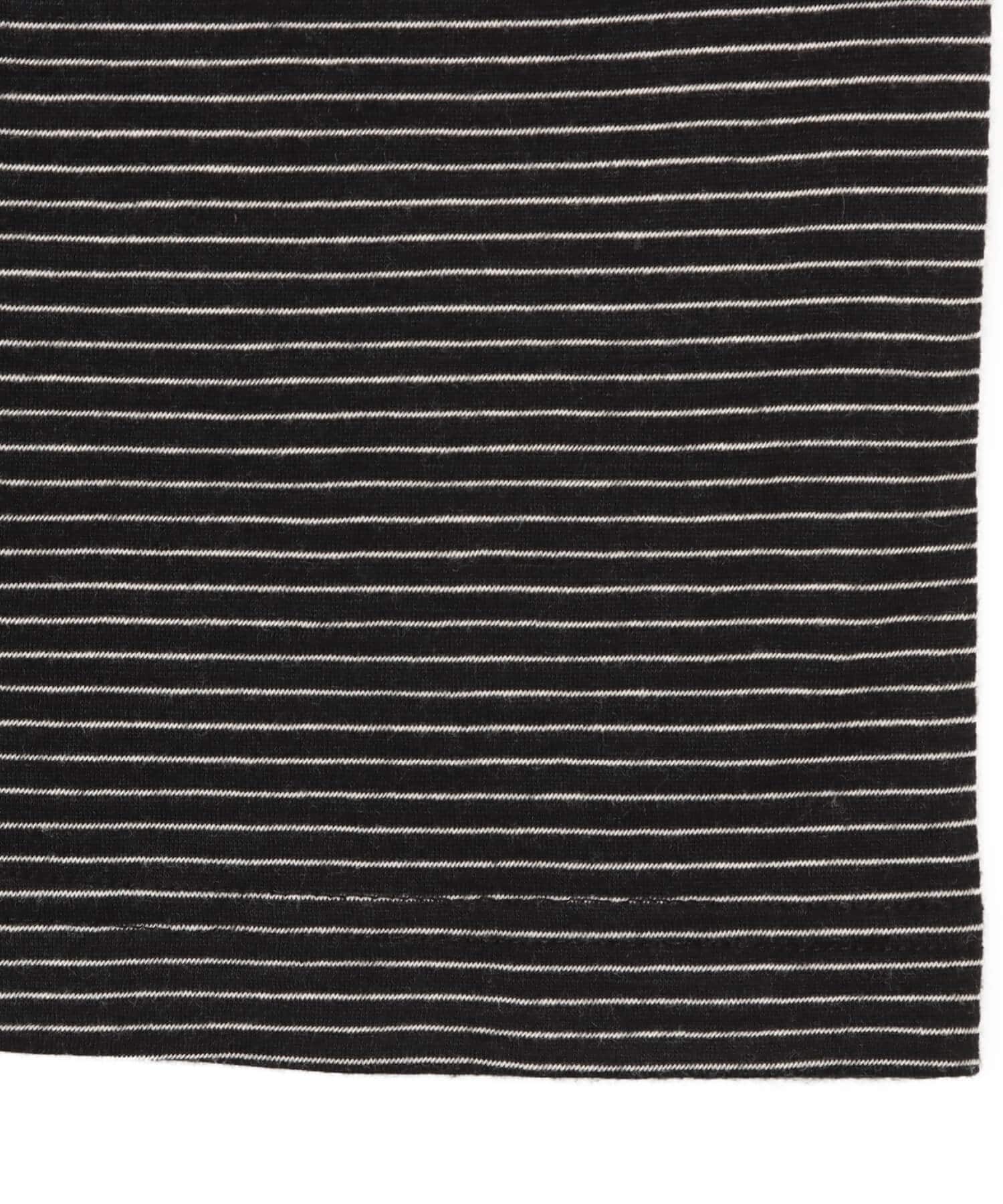 atmos Merino Wool Knit Border T-Shirt BLACKの画像