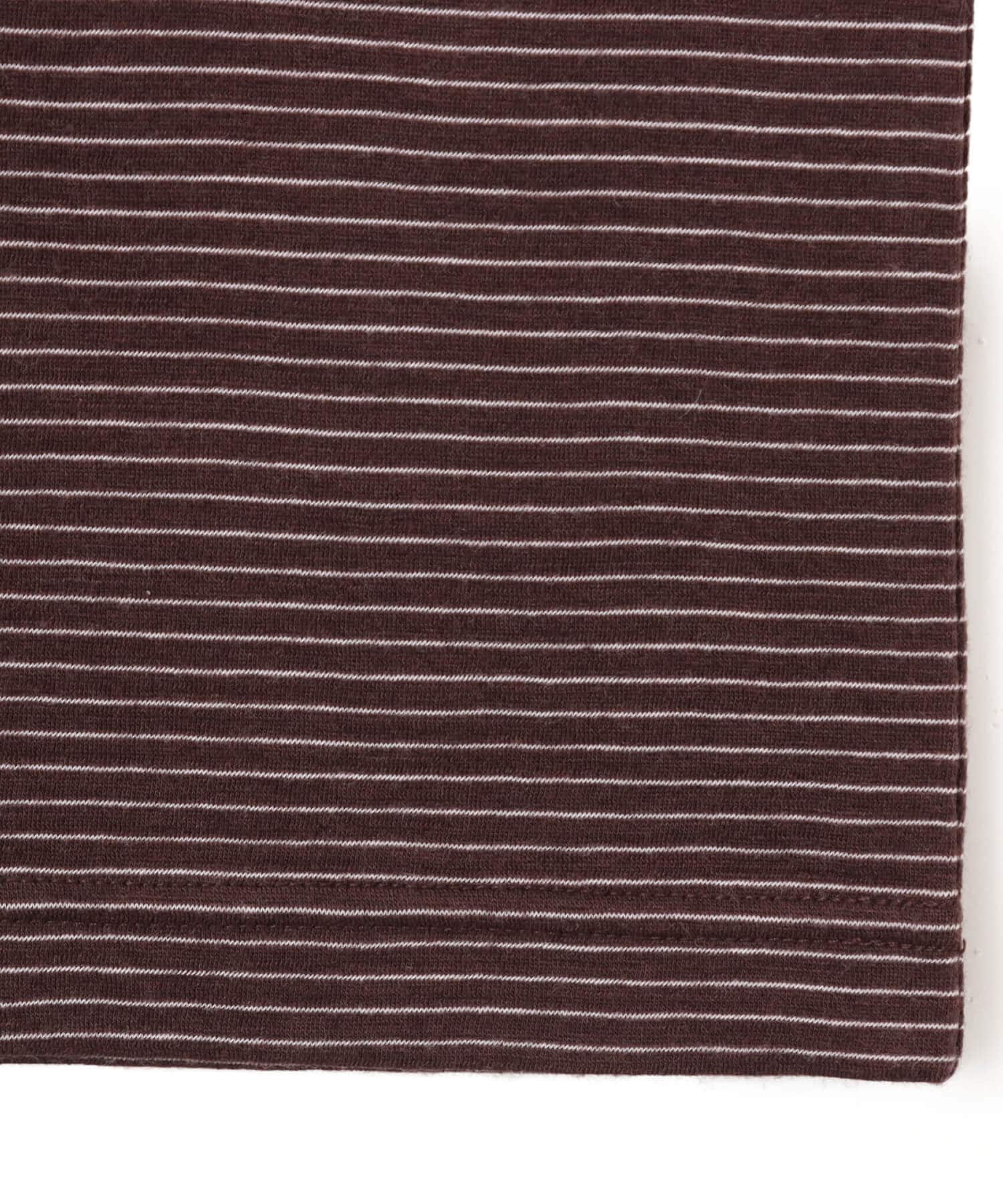 atmos Merino Wool Knit Border T-Shirt BROWNの画像