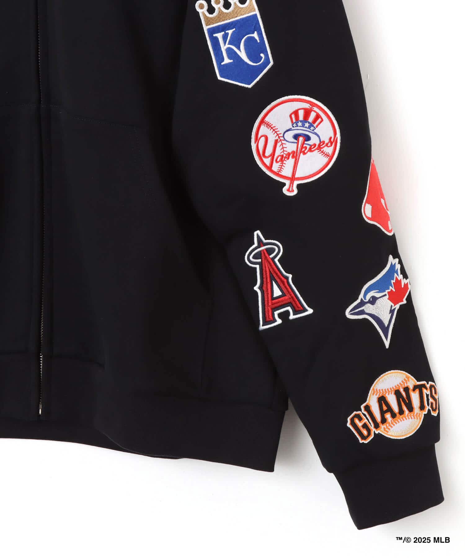 atmos x MLB All Teams Patch Zip-up Hooded Sweatshirt NAVYの画像