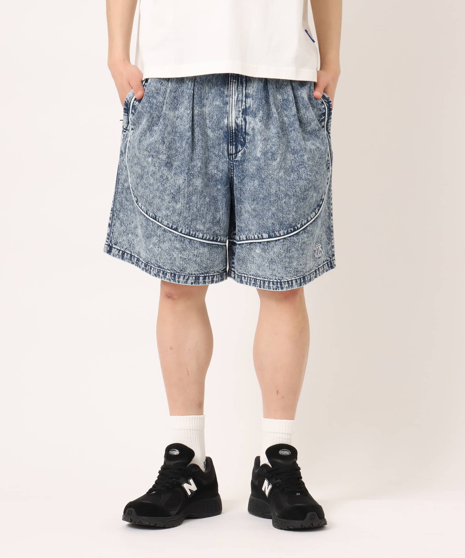 atmos Piping Line Denim Shorts BLUEの画像