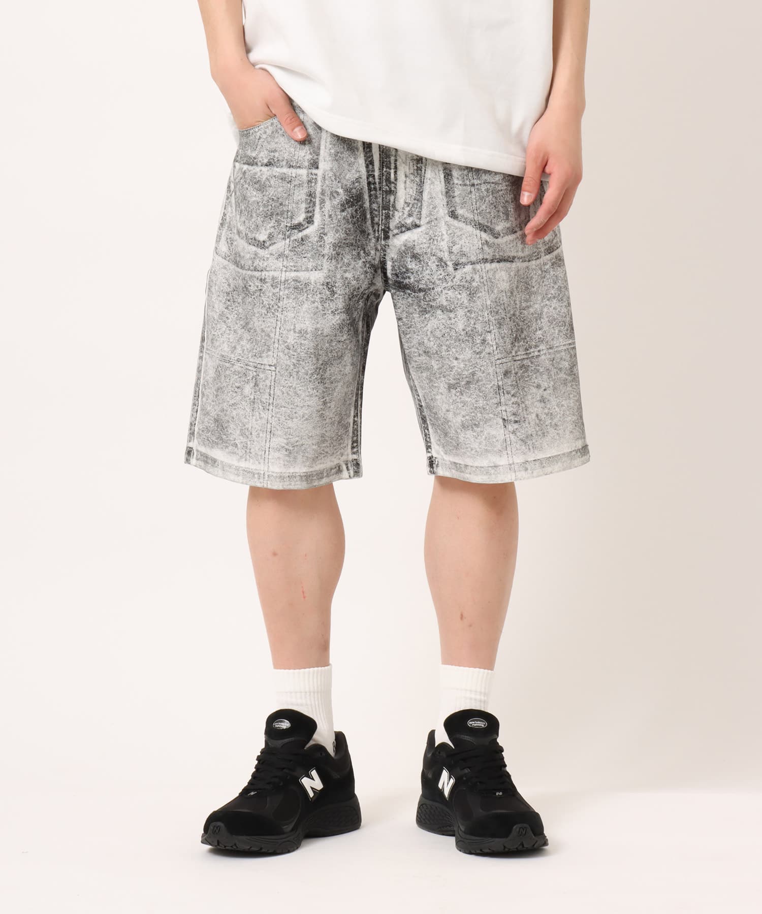 atmos Foil Print Denim Shorts BLACKの画像