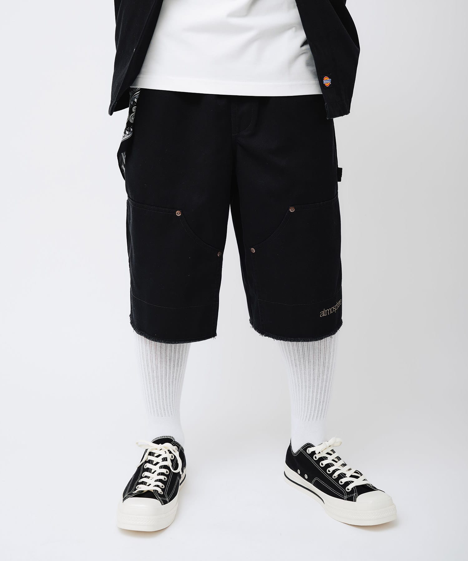 Dickies x atmos EASY DOUBLE KNEE PAINTER SHORTS BLACKの画像