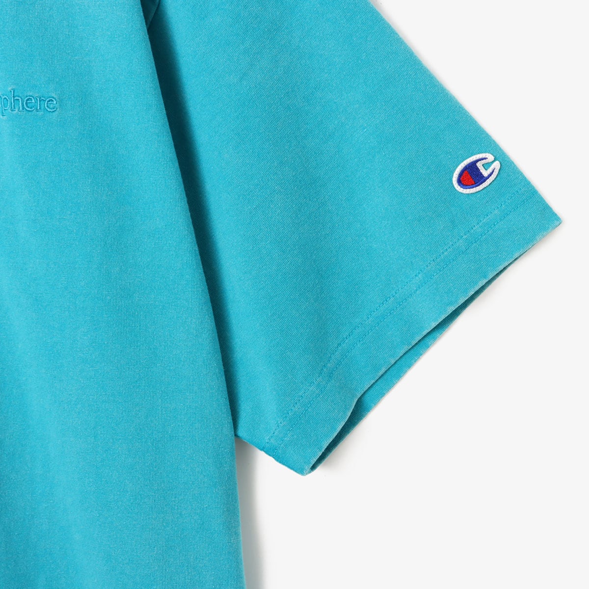 atmos × champion PIGMENT T-shirt LIGHT GREENの画像