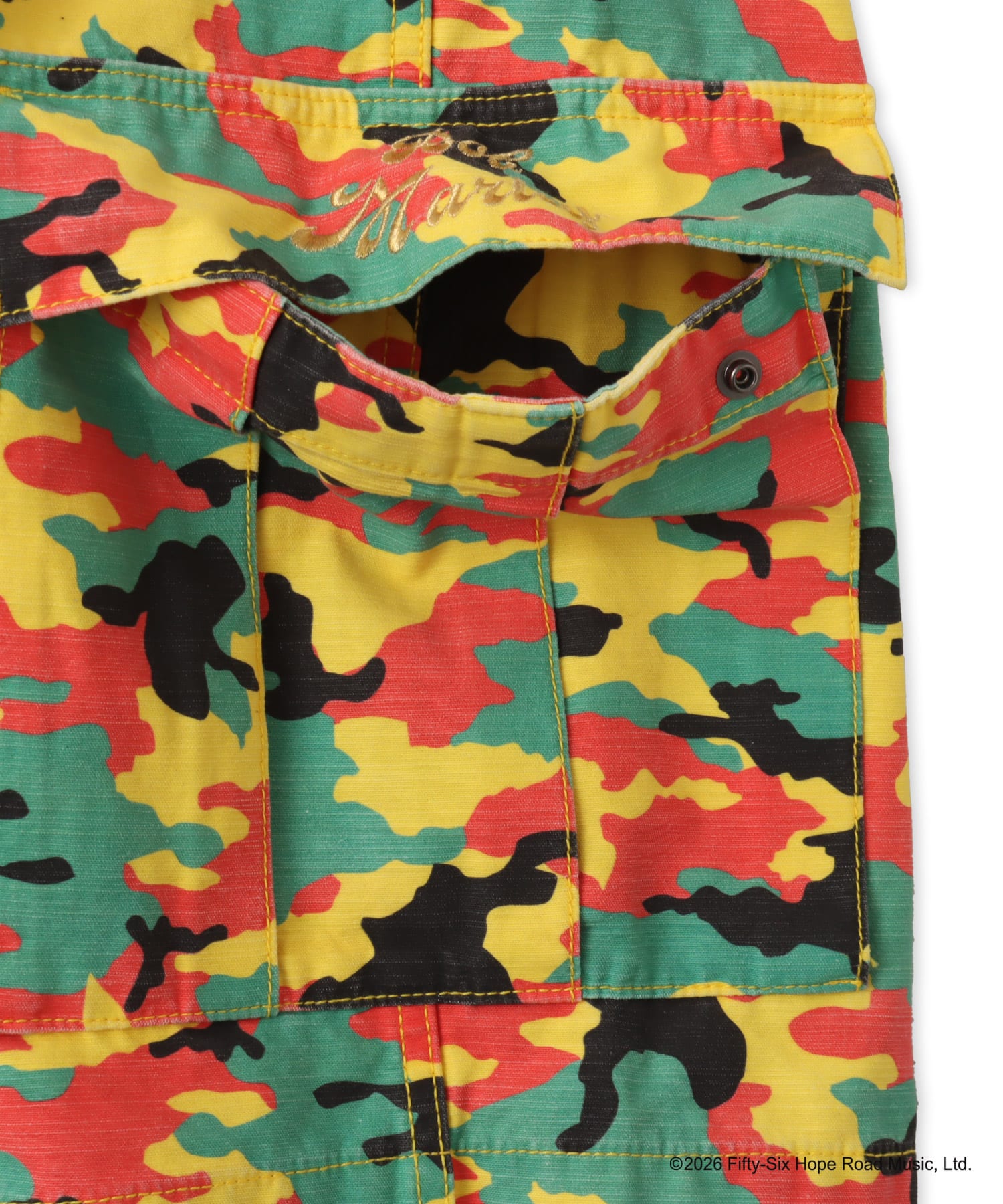 atmos x BOB MARLEY Camo Short Pants RASTA COLORの画像