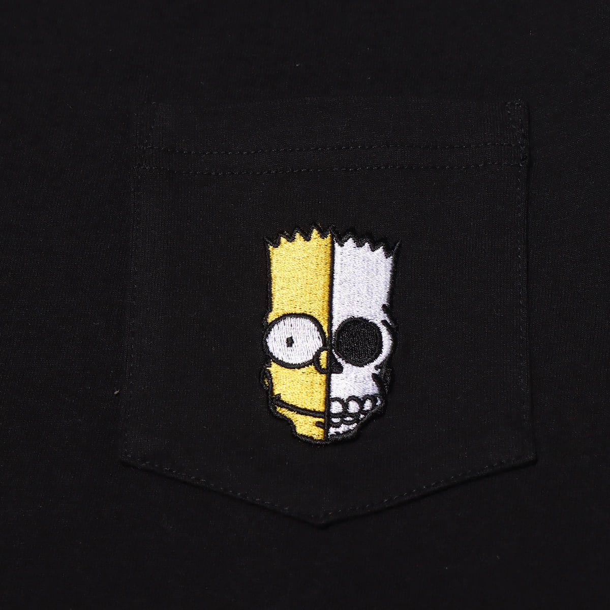 THE SIMPSONS x SECRET BASE x atmos BART EMBROIDERY POCKET LS TEE BLACK