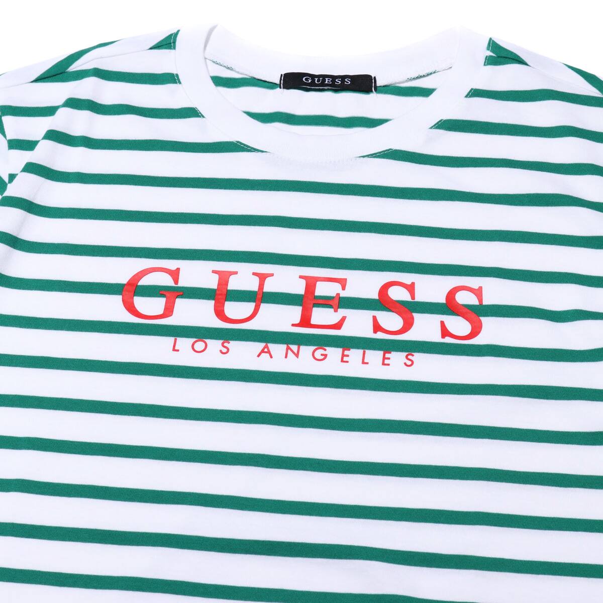 GUESS MEN'S S/SLV BORDER TEE SHIRT  GREENの画像