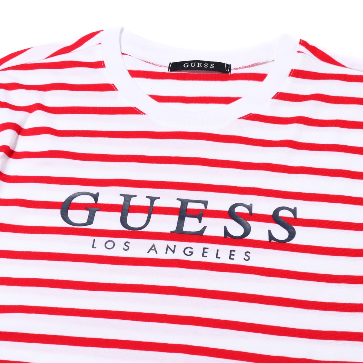 GUESS MEN'S S/SLV BORDER TEE SHIRT  REDの画像