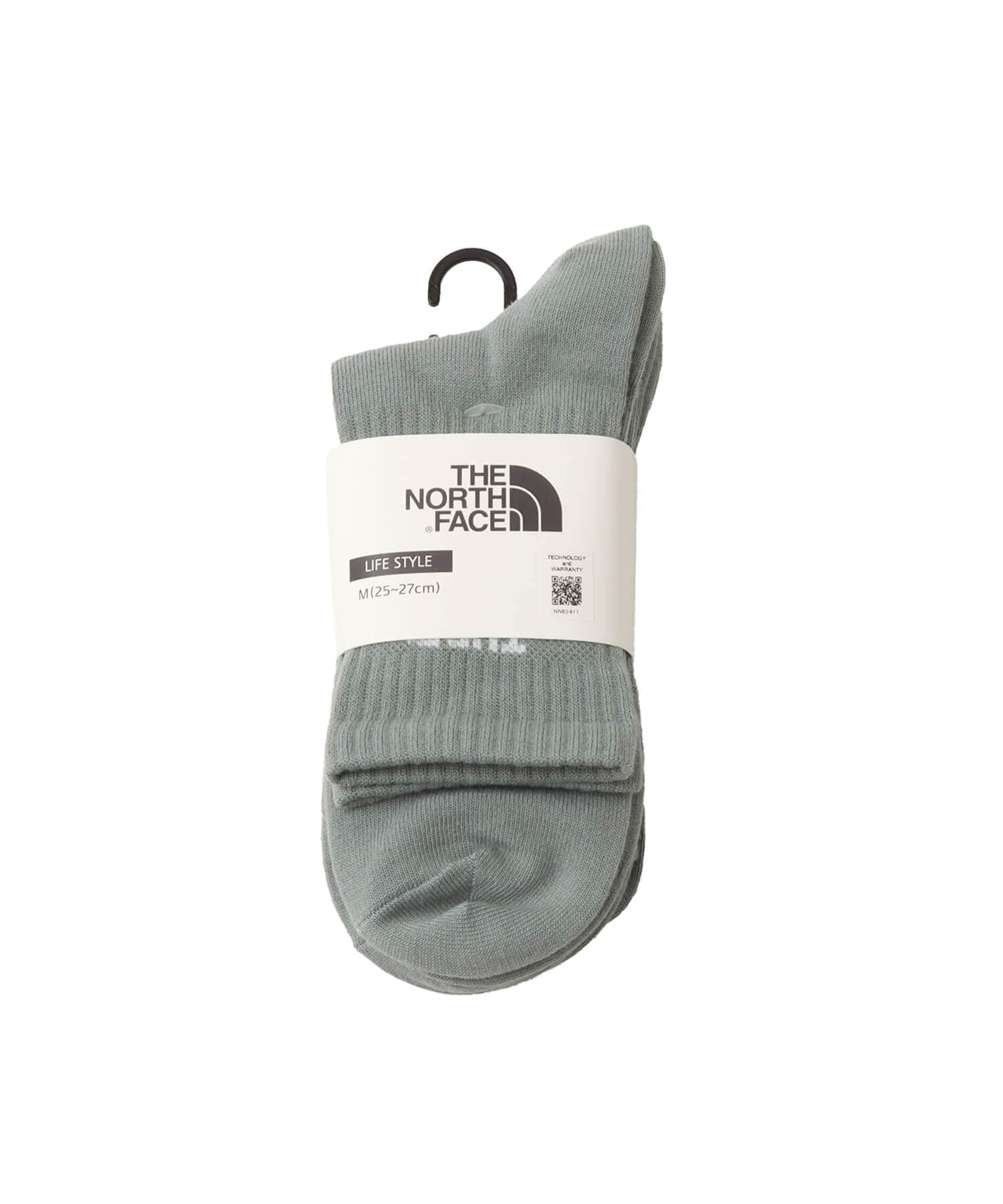 THE NORTH FACE TNF Jacquard Logo 3P Crew メルドグレーxTNFホワイトの画像