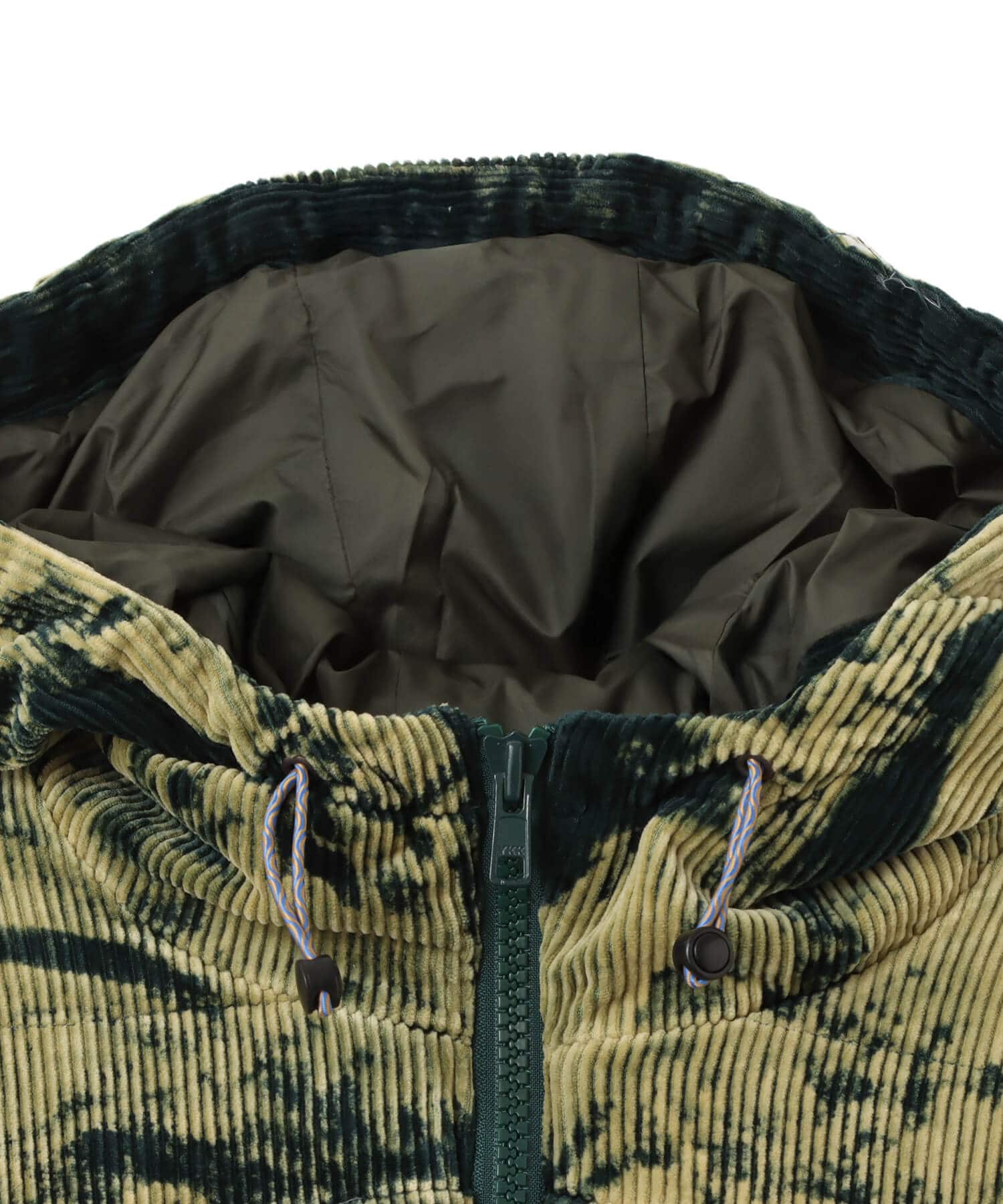 BRAIN DEAD BLEACH DYED DIMENSION PUFFER JACKET OLIVEの画像
