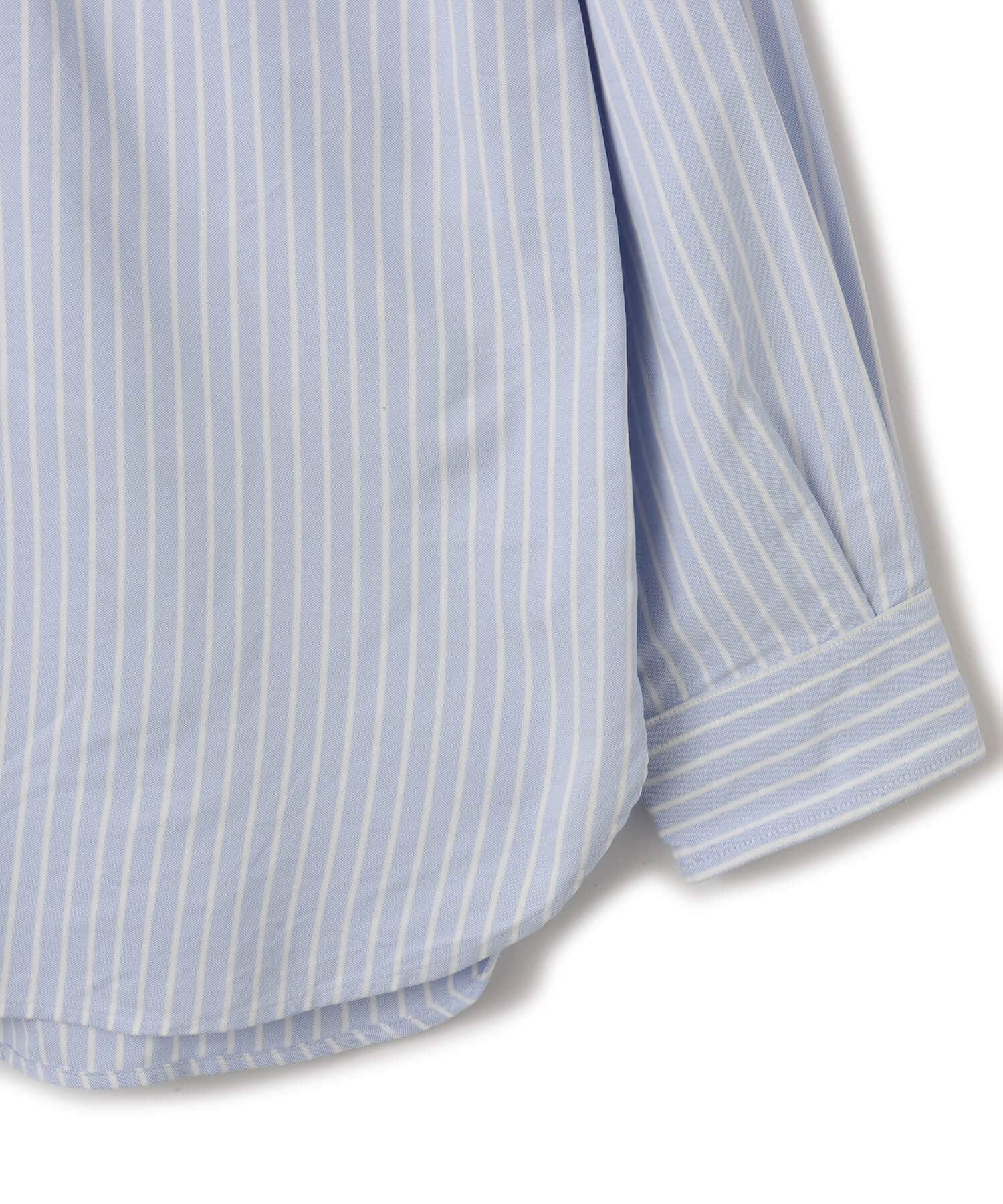 nanamica Button Down Stripe Wind Shirt Navyの画像