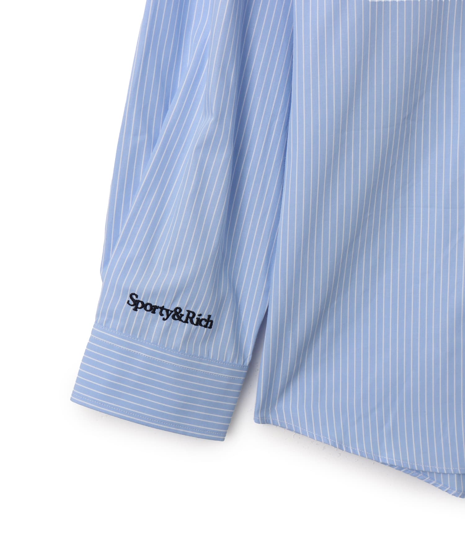 SPORTY＆RICH Heritage Yankees Serif Oversized Shirt Blue Stripeの画像