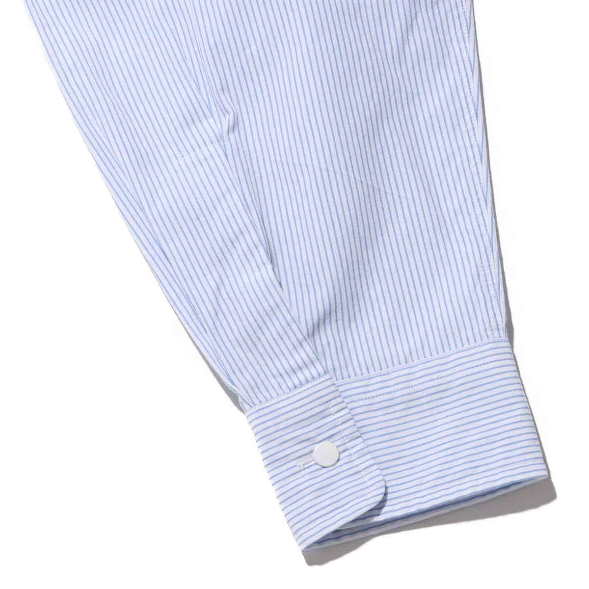 nanamica Regular Collar Stripe Wind Shirt Sax 23FA-Iの画像
