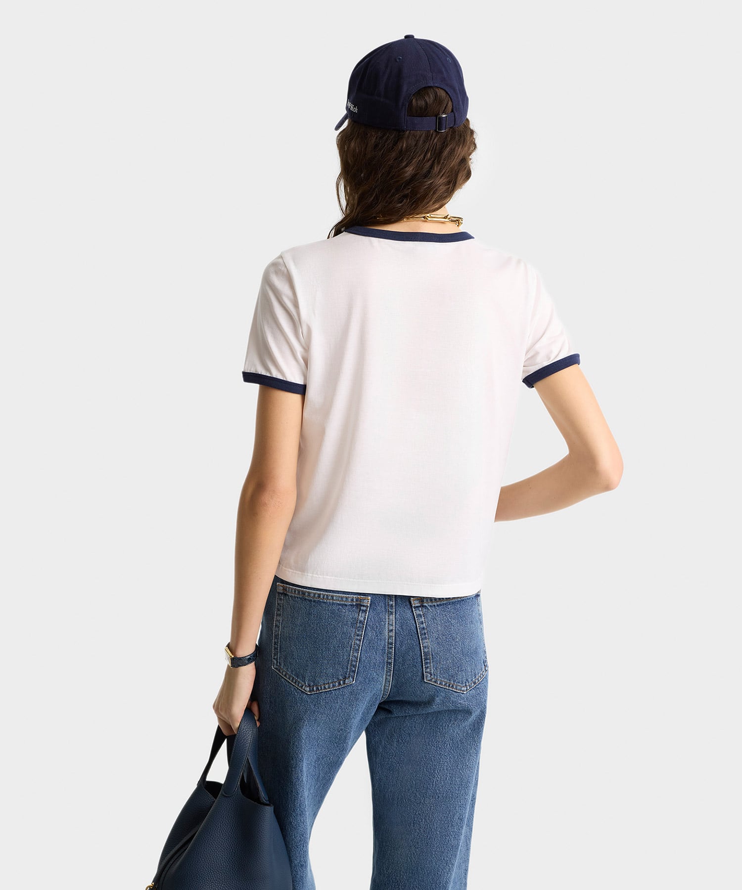SPORTY＆RICH California Emblem Ringer Tee Whiteの画像
