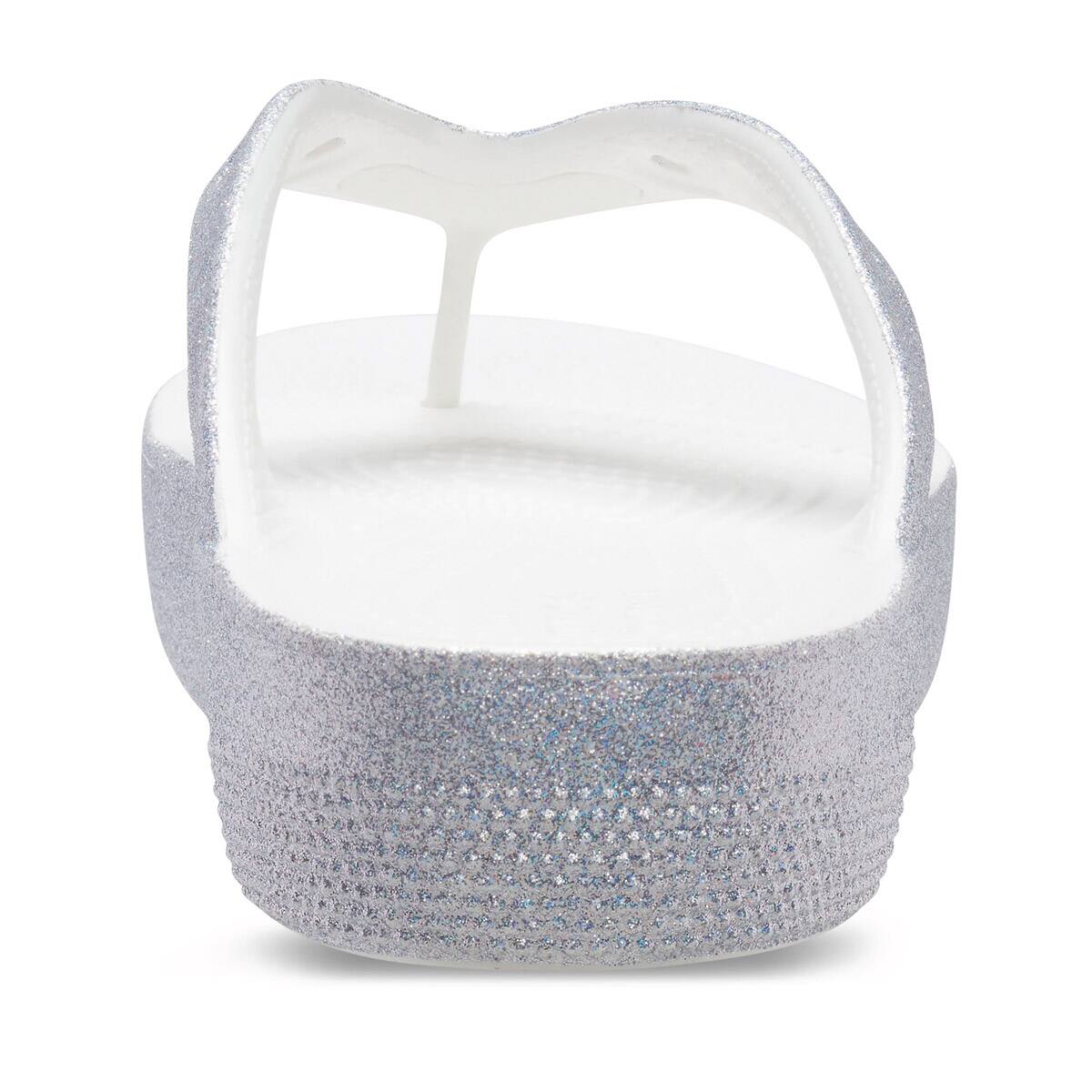 Crocs Classic Platform Glitter Flip White の画像