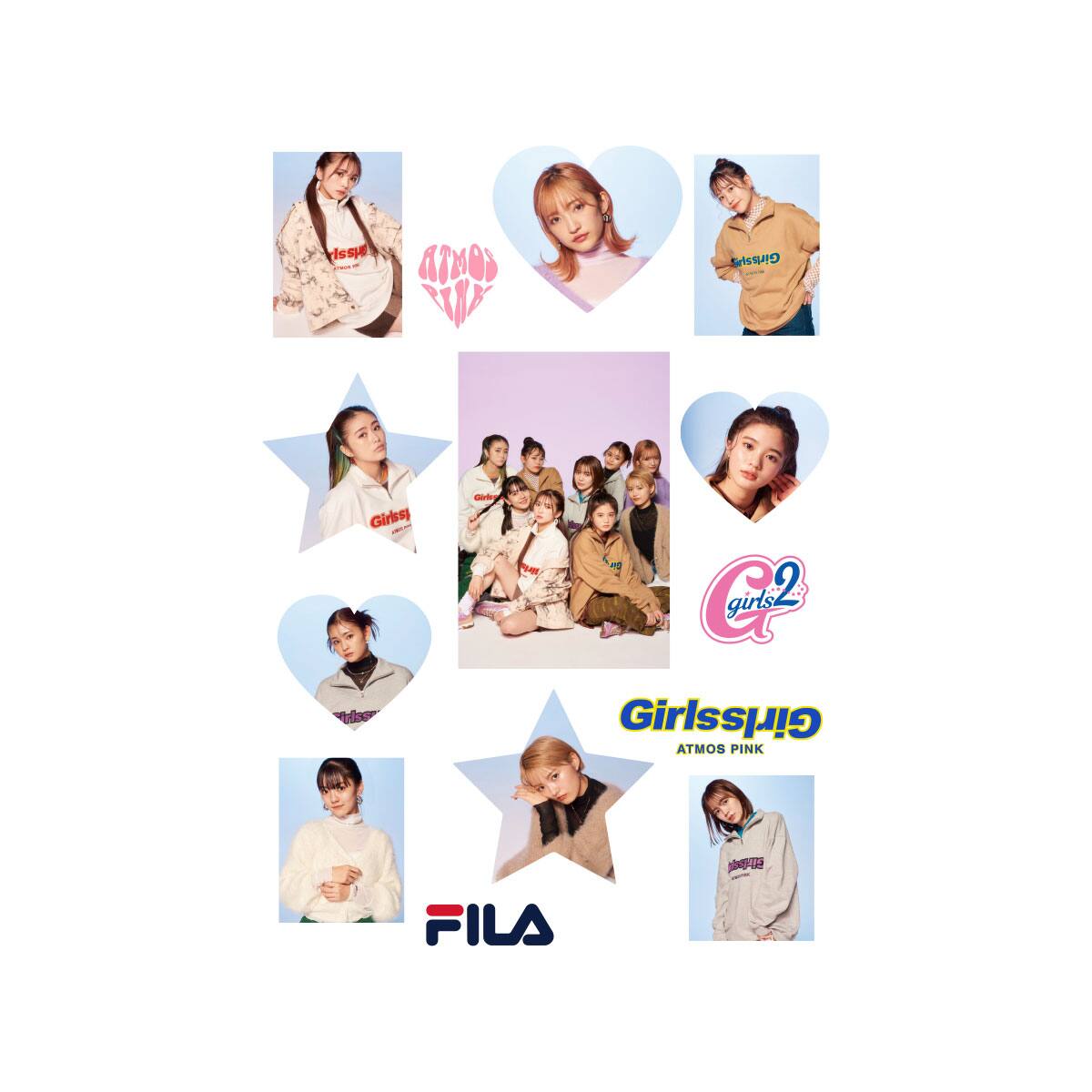 Girls2 × FILA × atmos pink コラボ ジップアップトレーナー WHITE 22SS-S