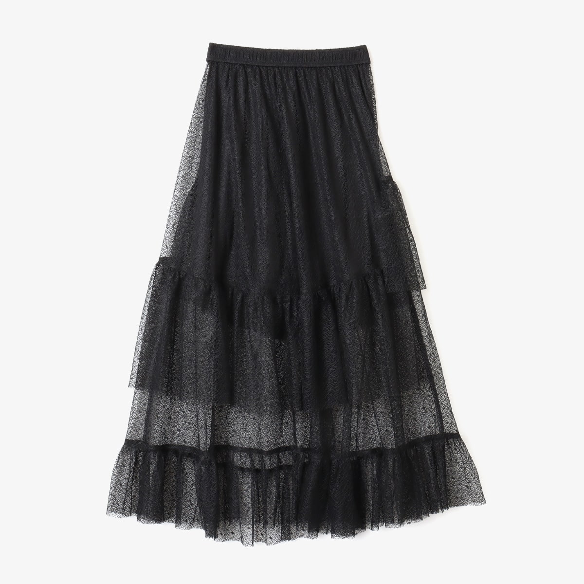atmos pink Lace Flare Tiered Skirt BLACK の画像