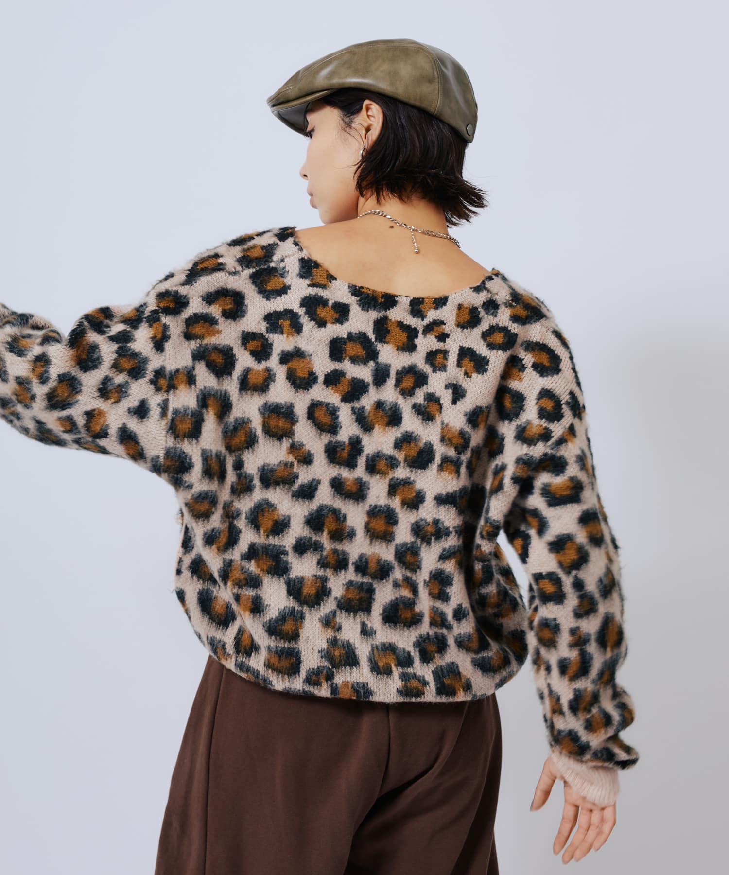 atmos pink Leopard Knit Cardigan PINKの画像