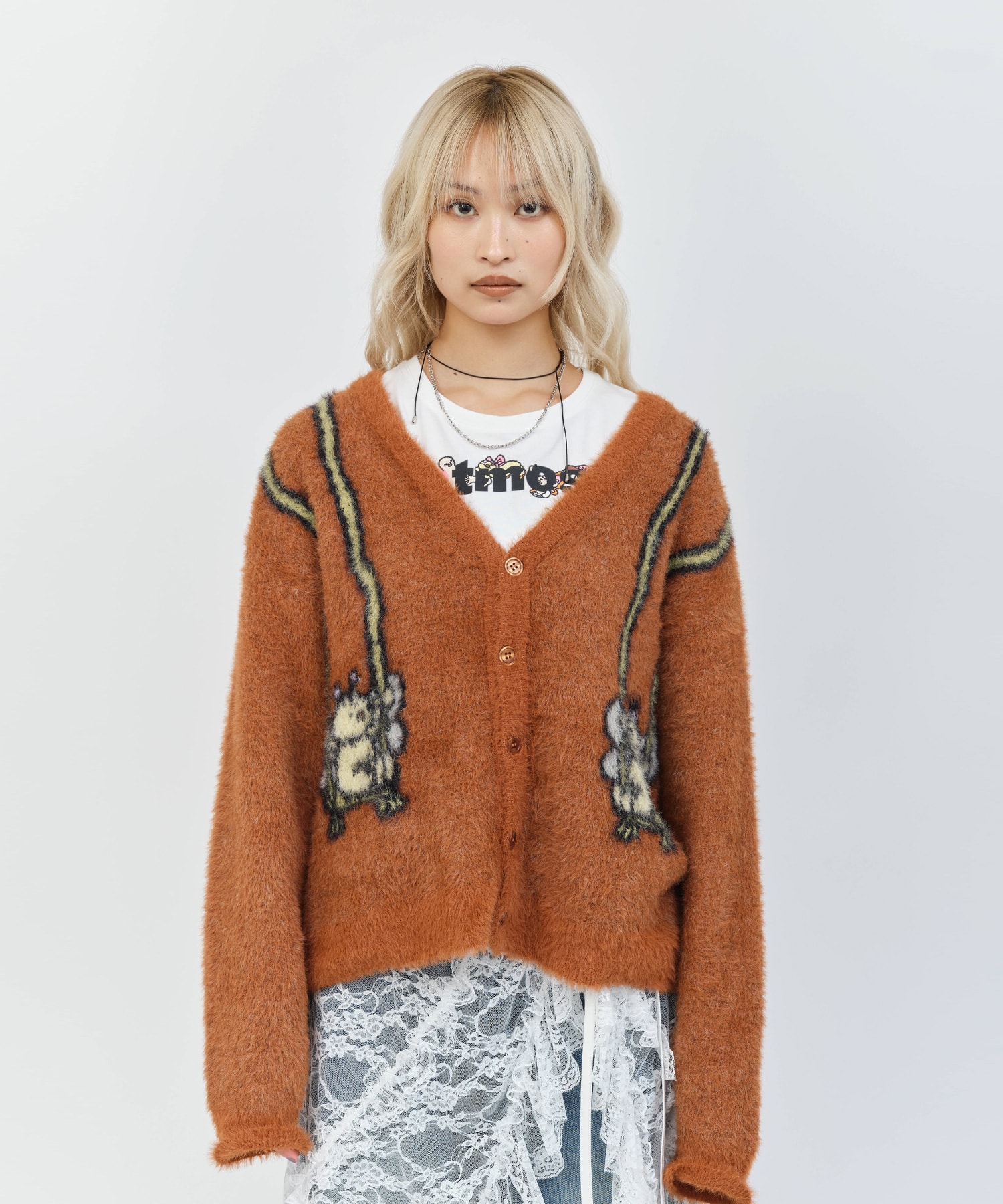 MARIA SAKURAI x atmos pink ブランコ Knit Cardigan BROWNの画像