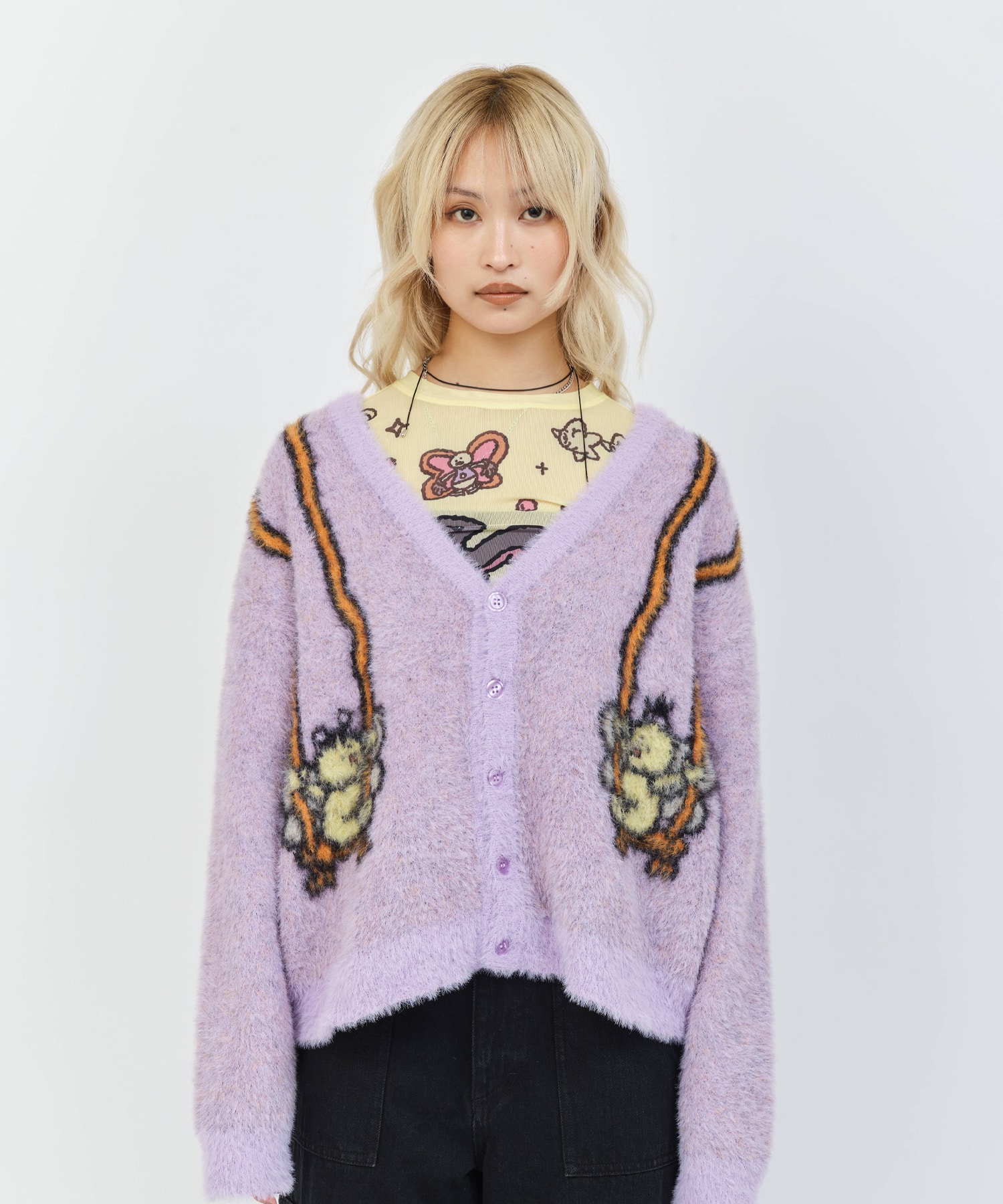 MARIA SAKURAI x atmos pink ブランコ Knit Cardigan PURPLEの画像