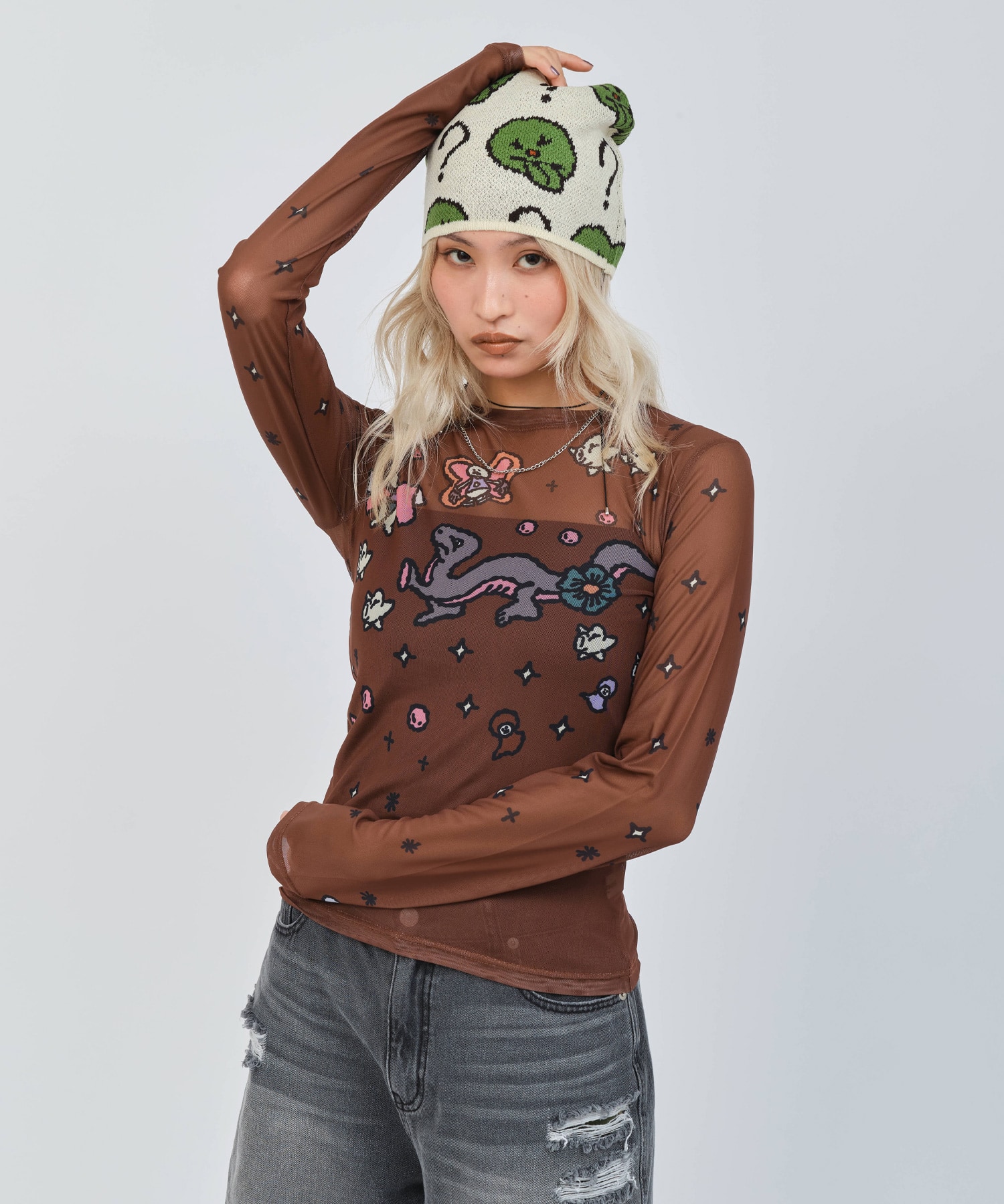 MARIA SAKURAI x atmos pink See-Through LS T-shirt BROWNの画像