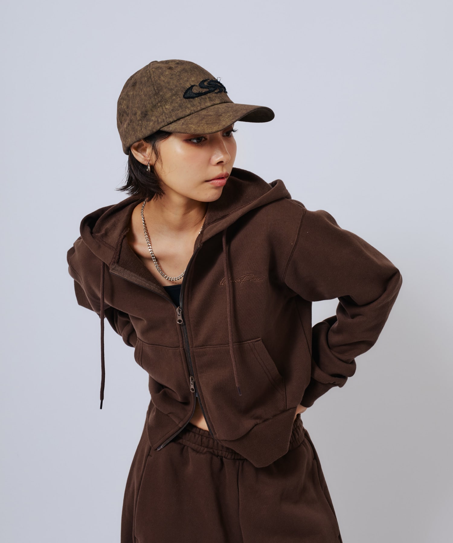 atmos pink Compact Zip Up Hoodie BROWNの画像