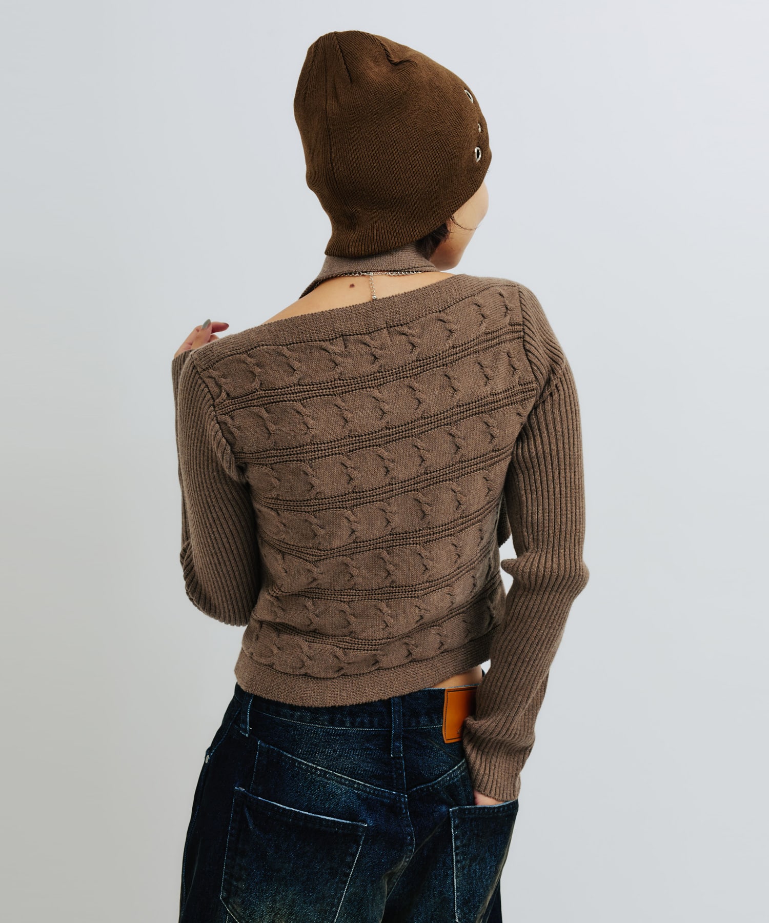 atmos pink Cache-coeur Knit Tops BROWNの画像