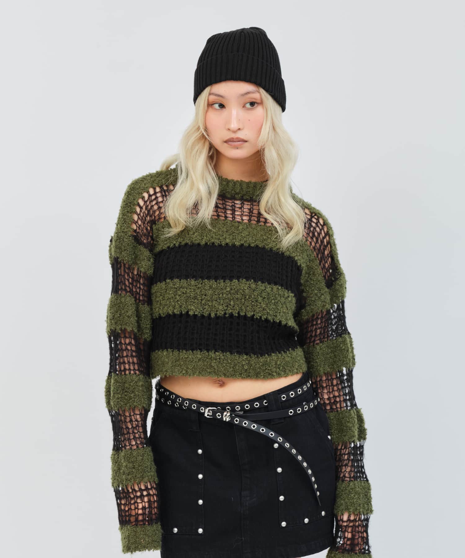 atmos pink Border Knit Top GREENの画像