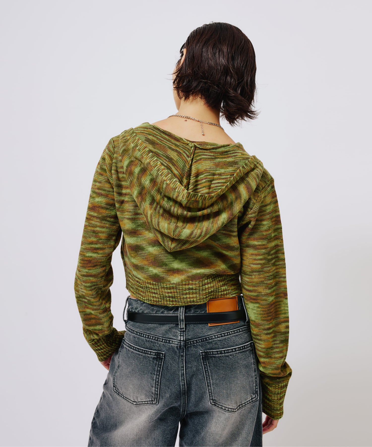 atmos pink Short Zip Knit Hoodie KHAKIの画像