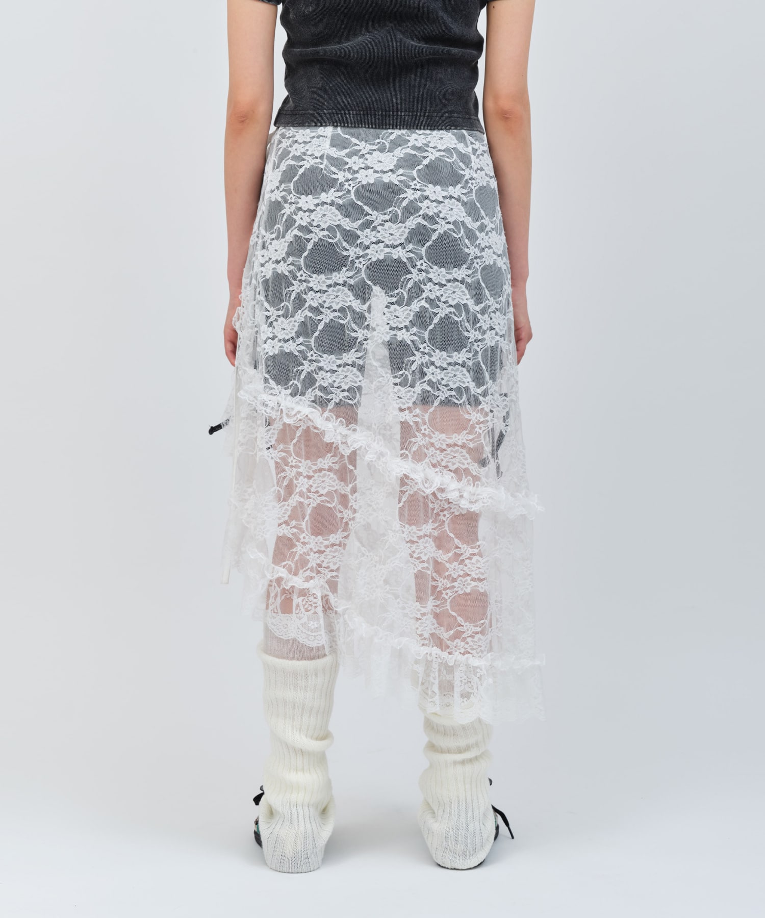 atmos pink Lace Wrap Skirt WHITEの画像