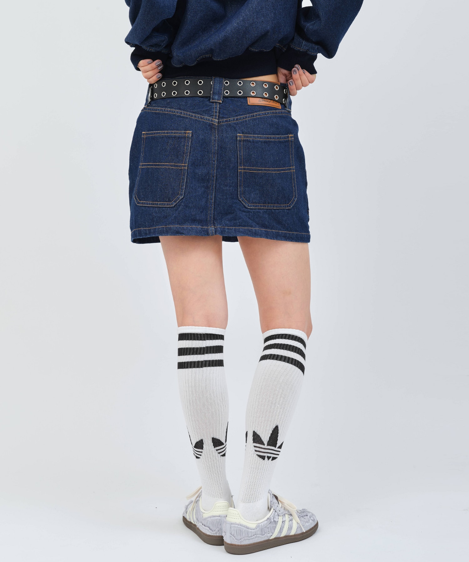 atmos pink Studs Denim Mini Skirt BLUEの画像