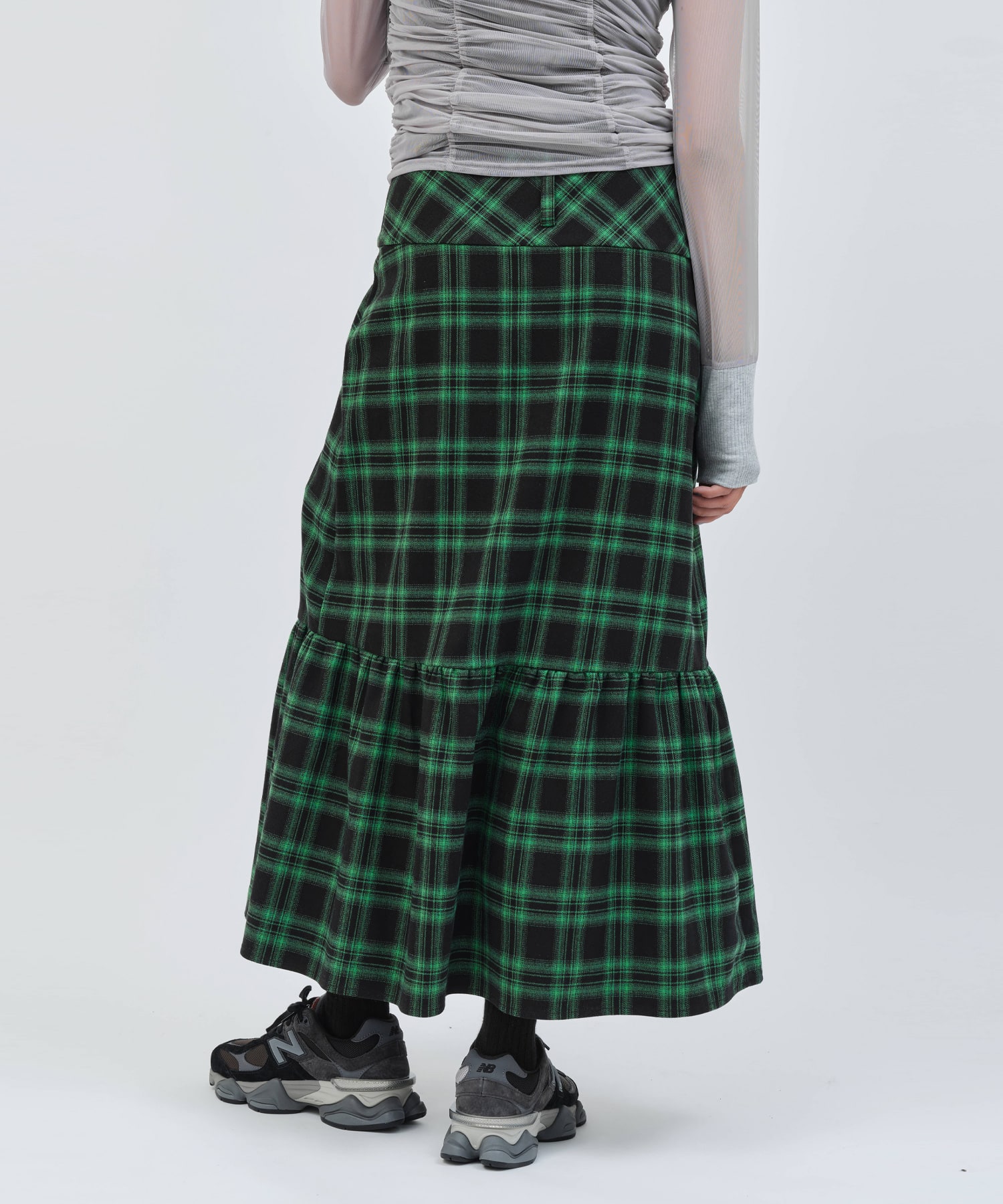 atmos pink Plaid Tiered Skirt GREENの画像