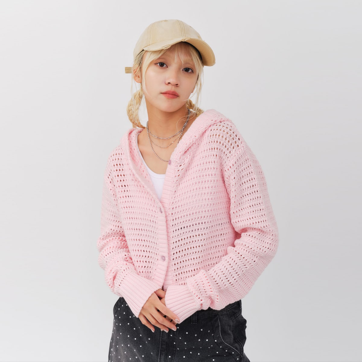 atmos pink Hoodie Knit Cardigan PINKの画像