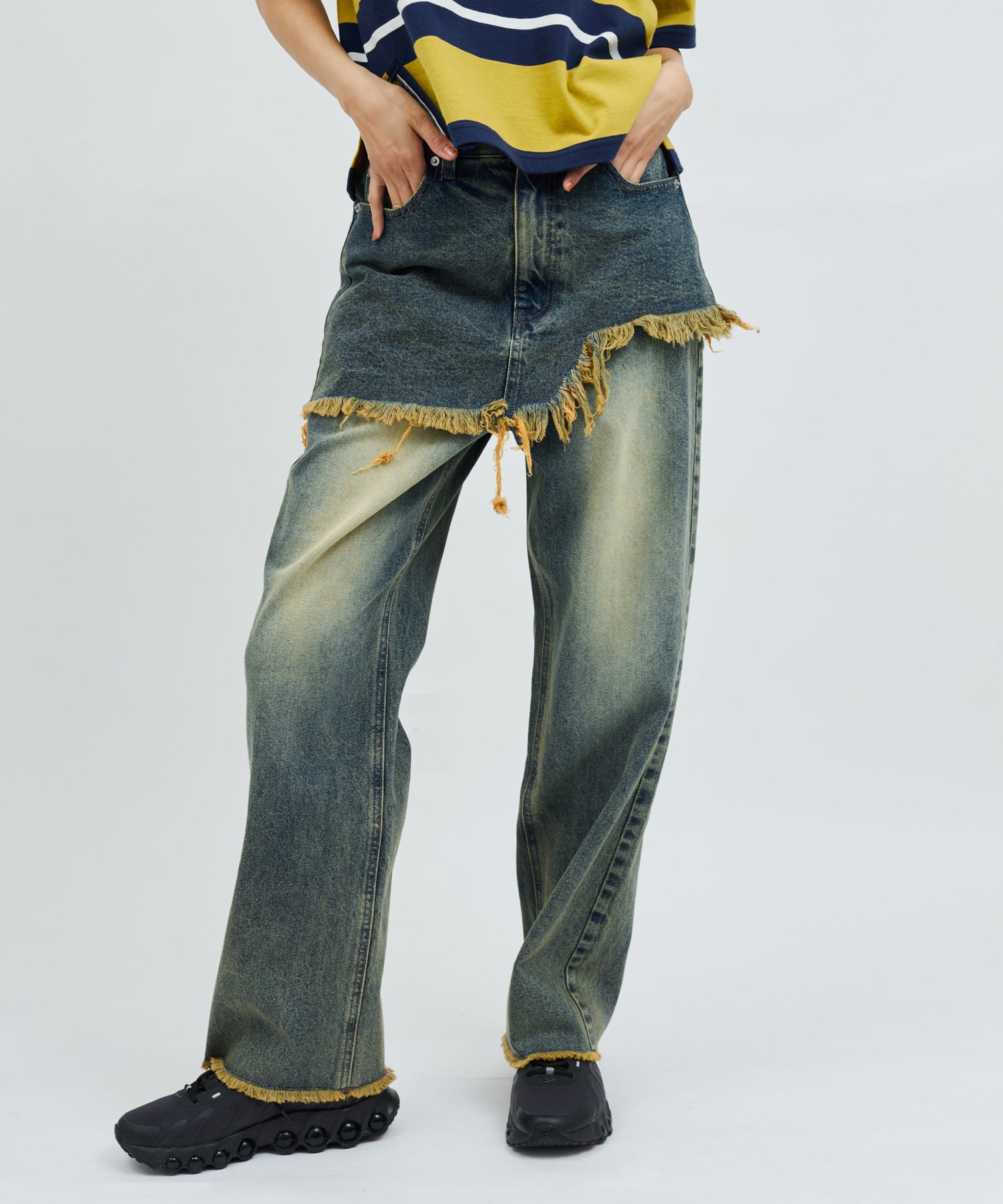 atmos pink Layered Denim Pants BLUEの画像