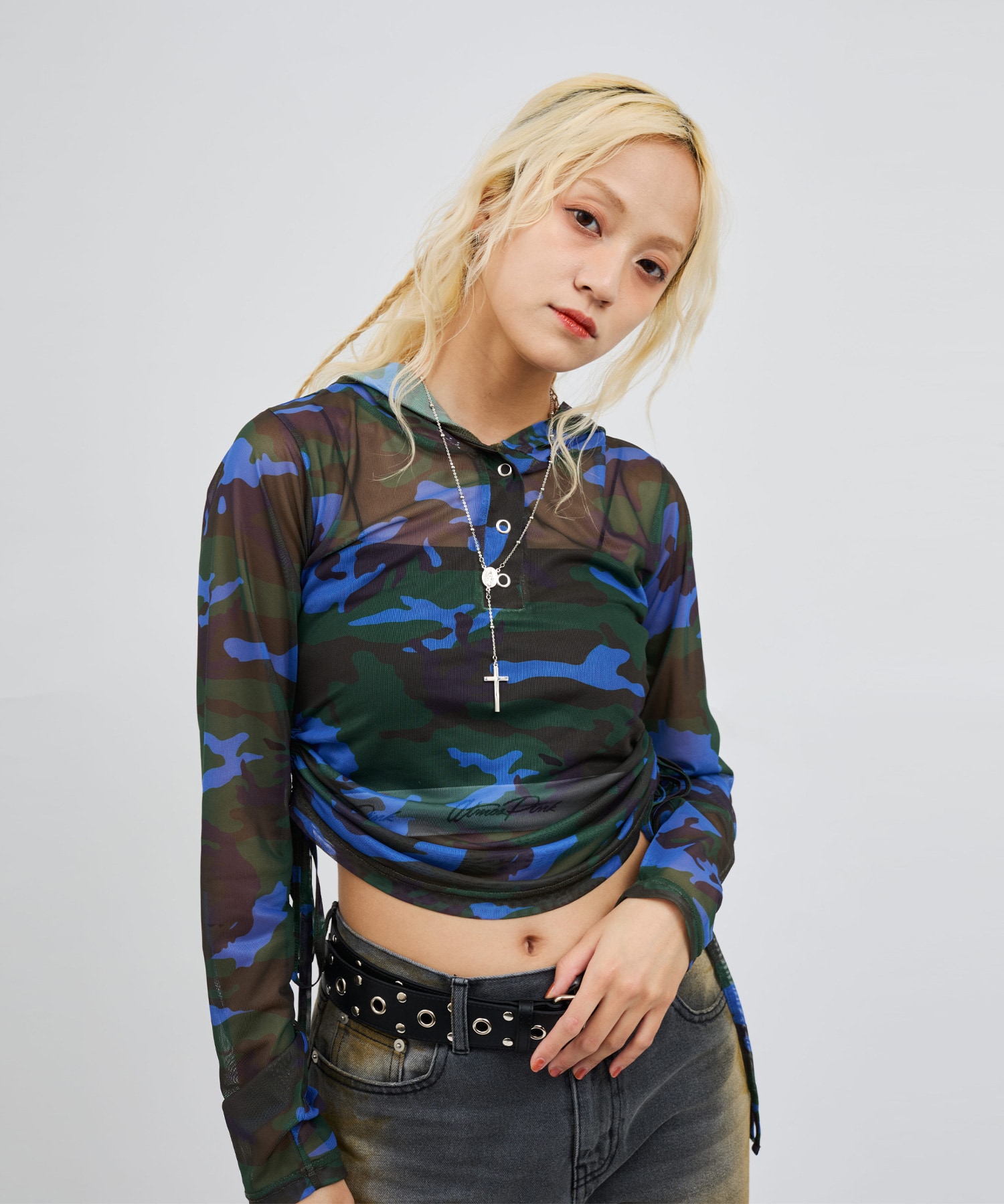 atmos pink See-through Hoodie CAMOUFLAGE BLUEの画像