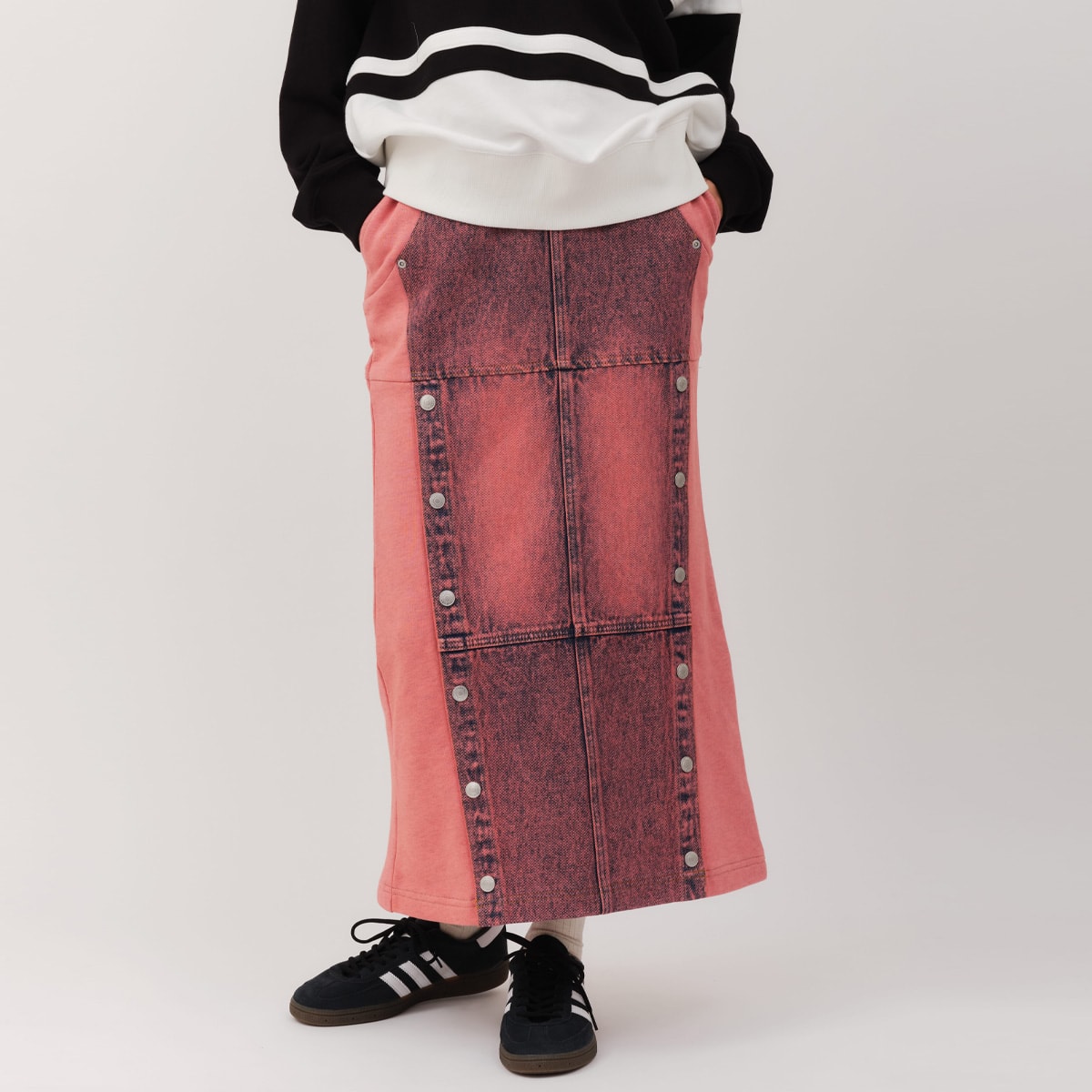 atmos pink Denim Docking Long Skirt PINKの画像