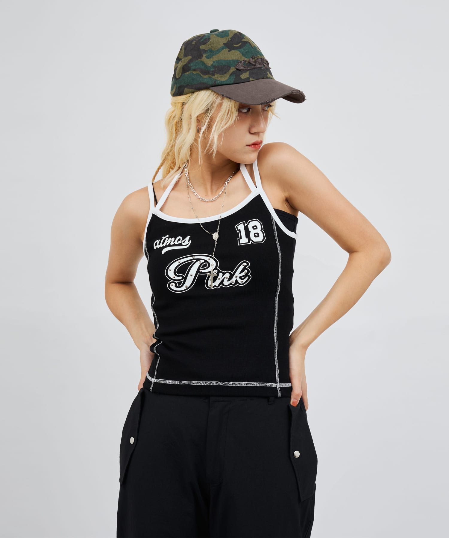 atmos pink Halter Neck Camisole BLACKの画像