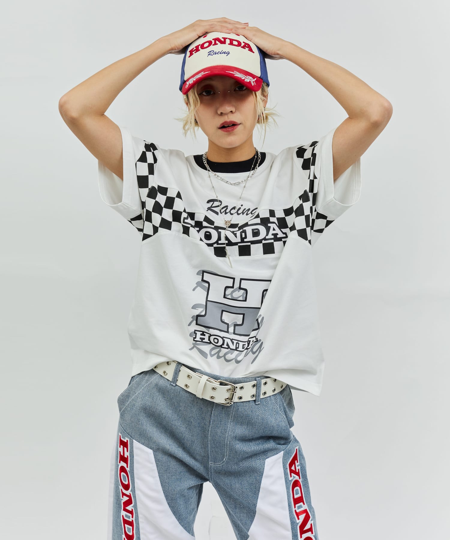 HONDA x atmos pink Racing Over T-shirt WHITEの画像