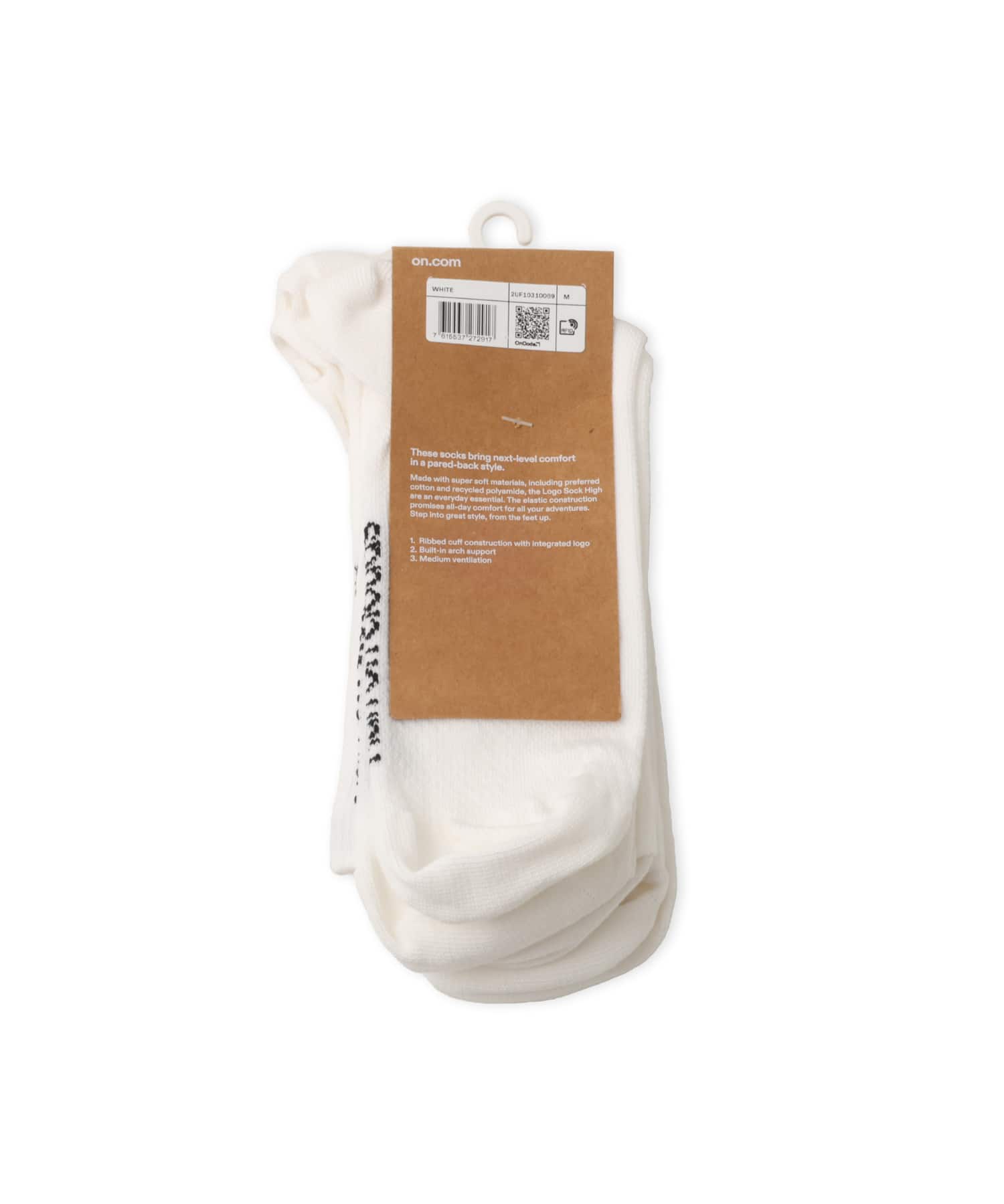 On Logo Sock High 3P WHITEの画像