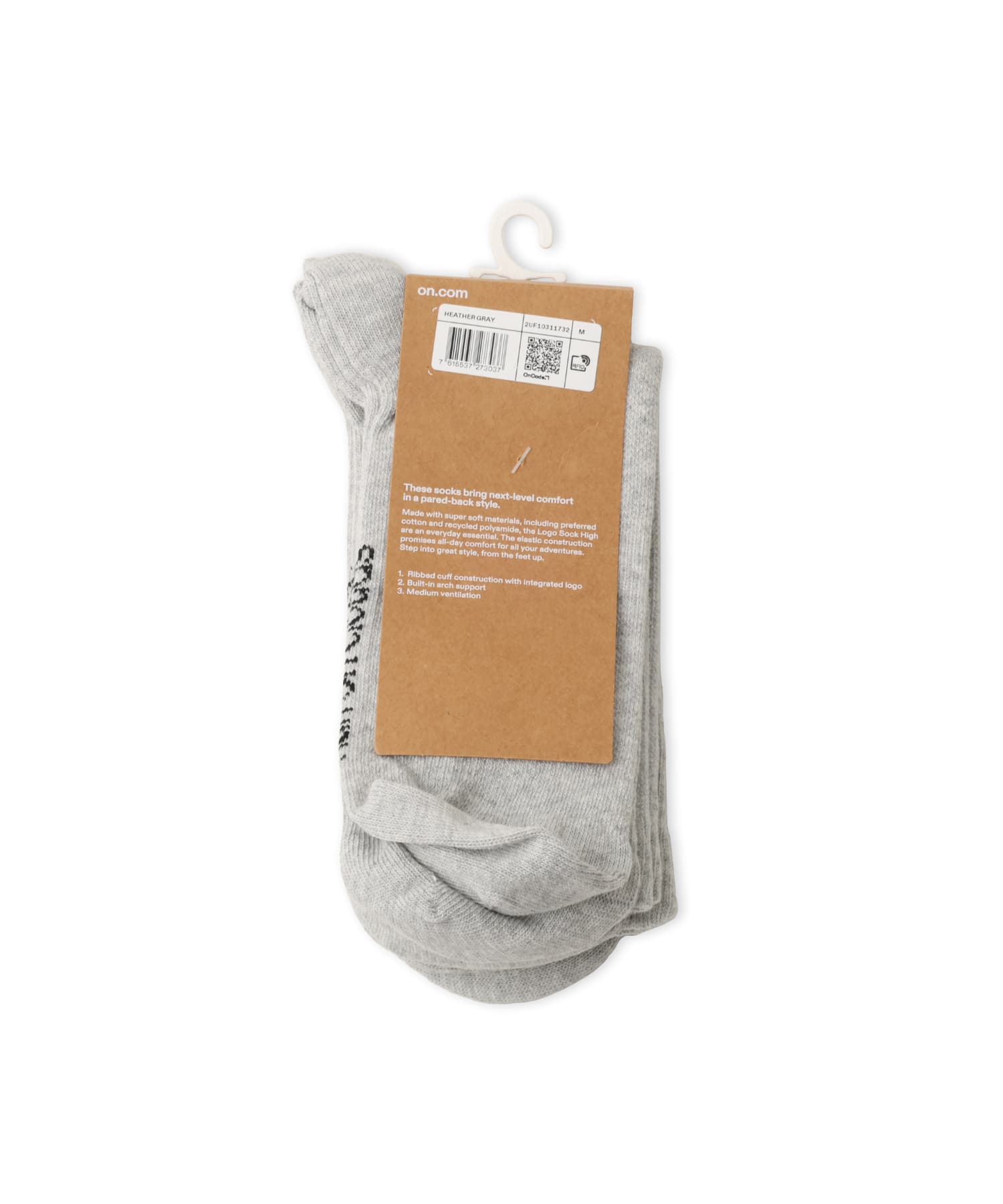 On Logo Sock High 3P HEATHER GRAYの画像