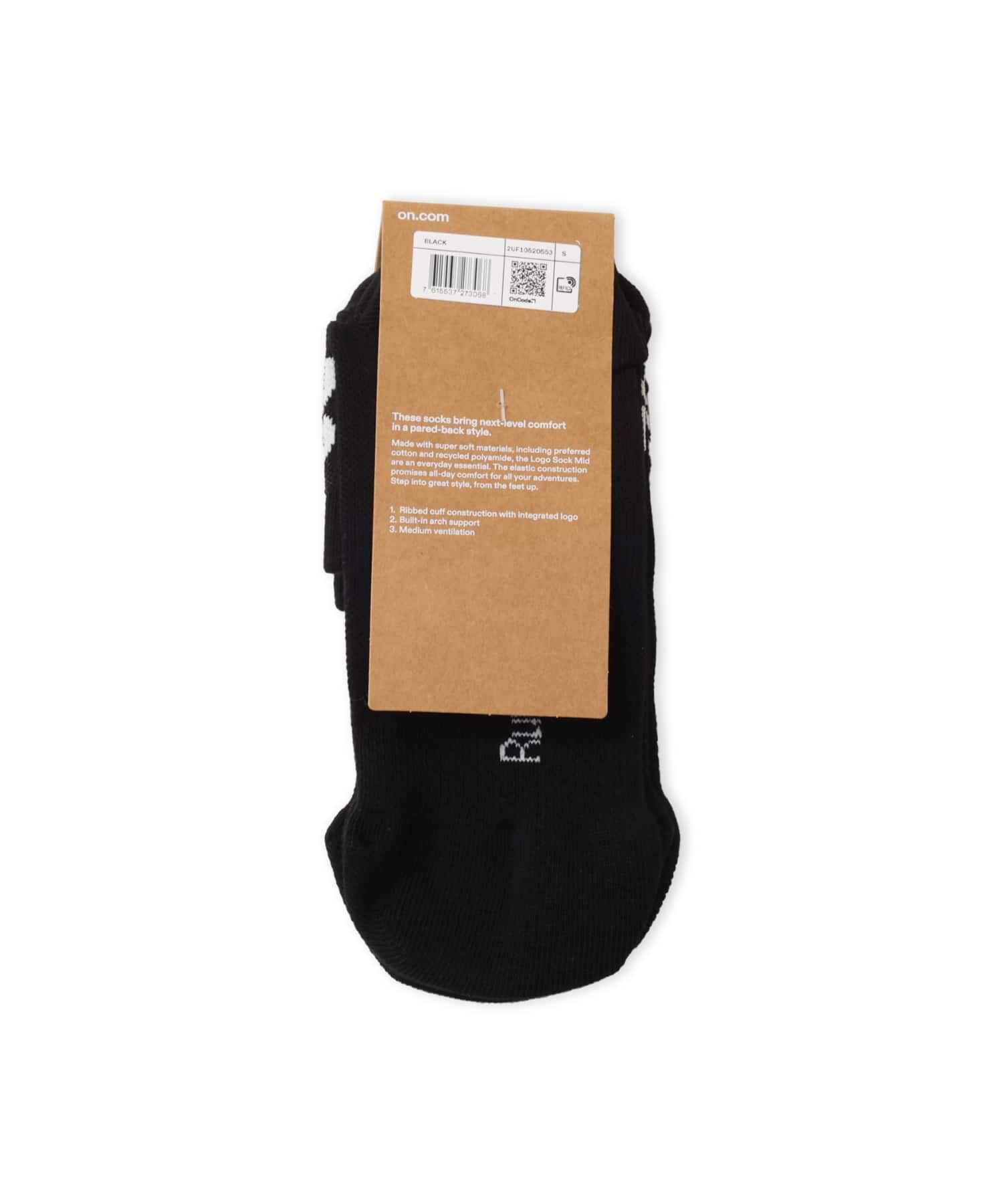 On Logo Sock Mid 3P BLACKの画像