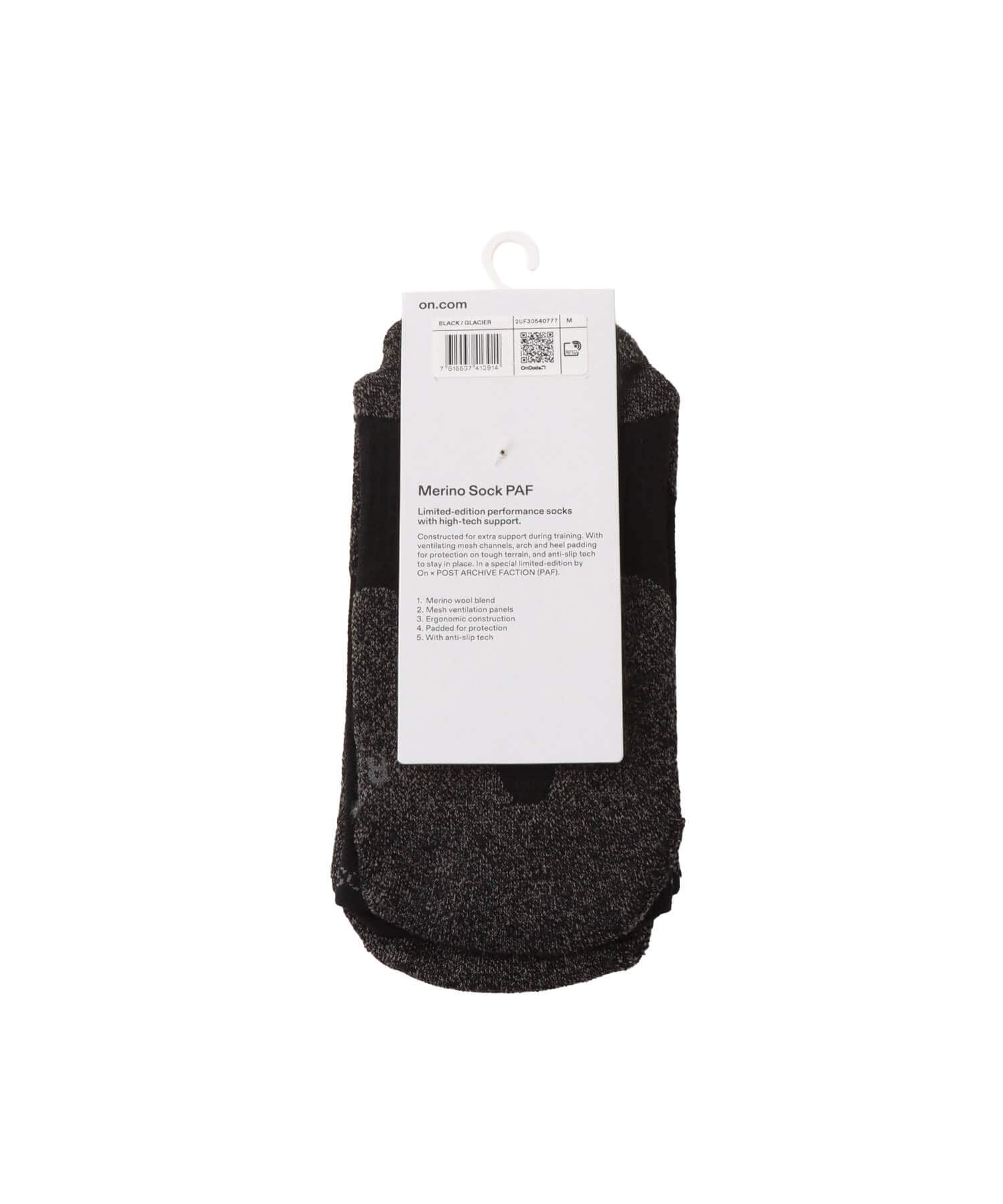On Merino Sock PAF 1 U Black | Glacierの画像