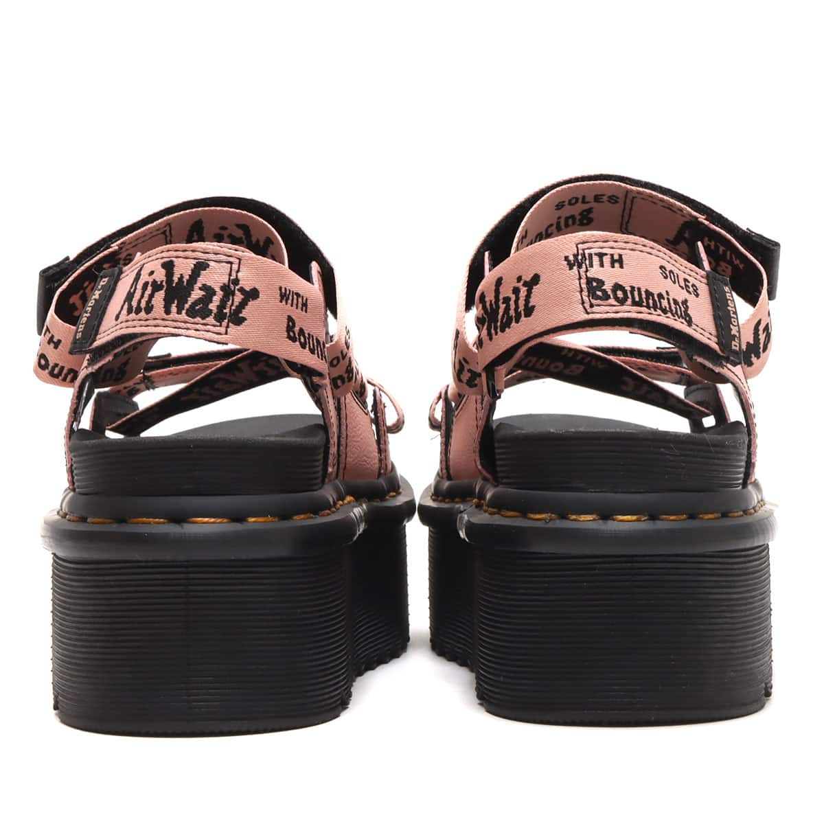 Dr.Martens Kimber Peach Beige/Black Text Airwair Webbing & Peach