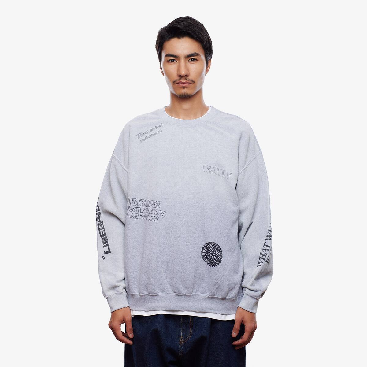 LIBERAIDERS HANDWRITING PRINT CREWNECK GRAYの画像