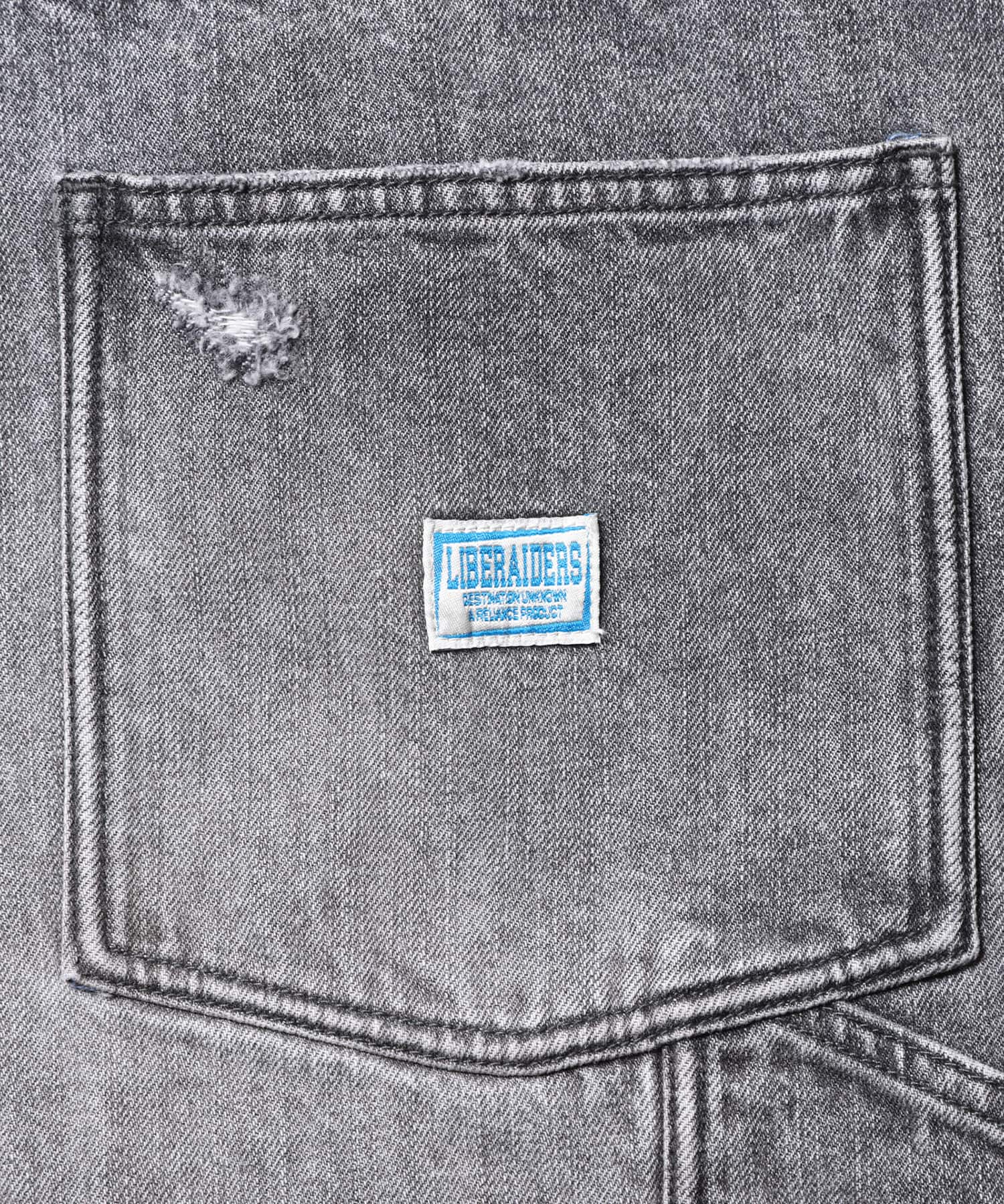 LIBERAIDERS DAMAGED DENIM BUGGY SHORTS BLACKの画像