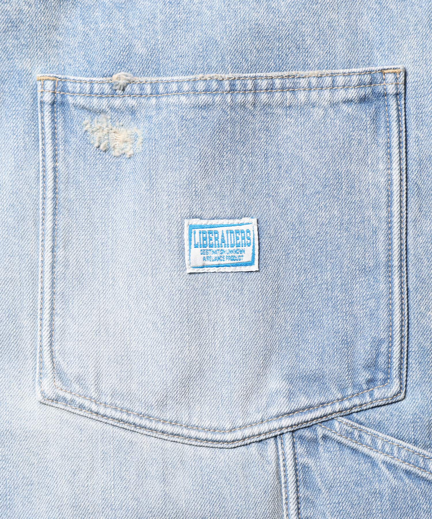 LIBERAIDERS DAMAGED DENIM BUGGY SHORTS BLUEの画像