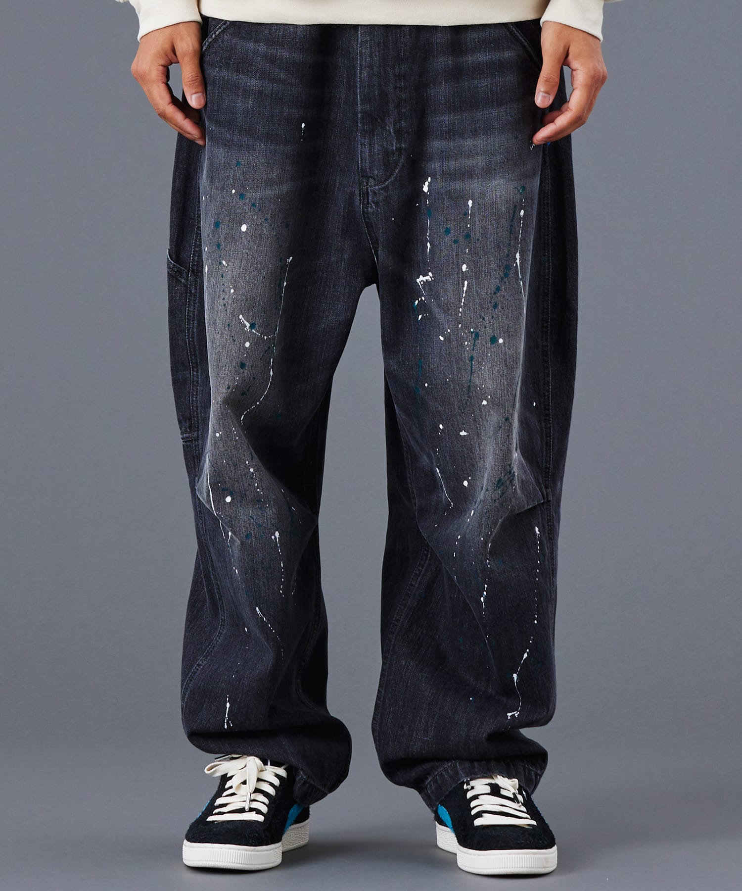 LIBERAIDERS DENIM SARROUEL PANTS BLACKの画像