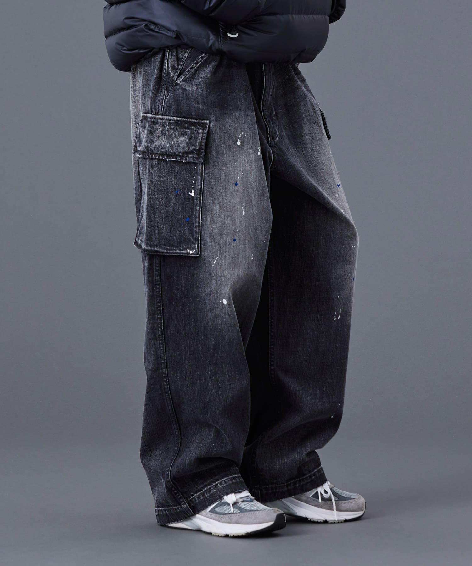 LIBERAIDERS DENIM CARGO PANTS BLACKの画像