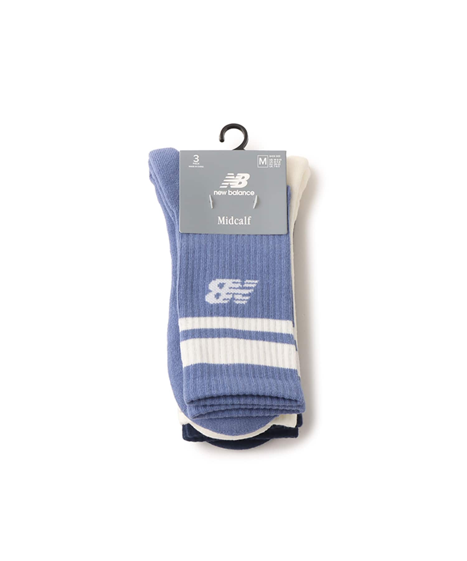 New Balance Everyday Stripe Mid Carf Socks 3 Pack アソートカラー3の画像